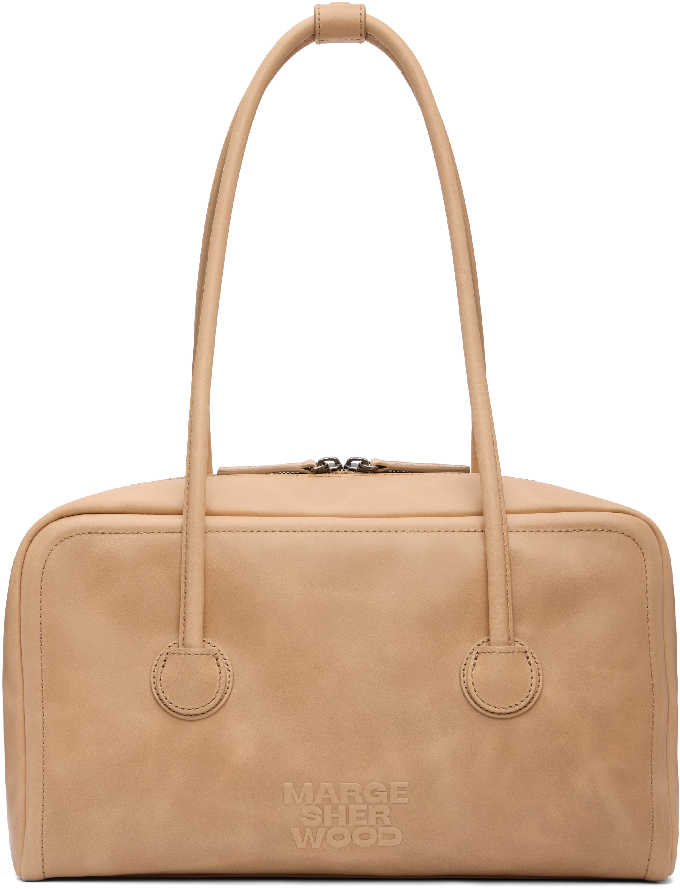 Beige Soft Boston Bag by MARGESHERWOOD on Sale