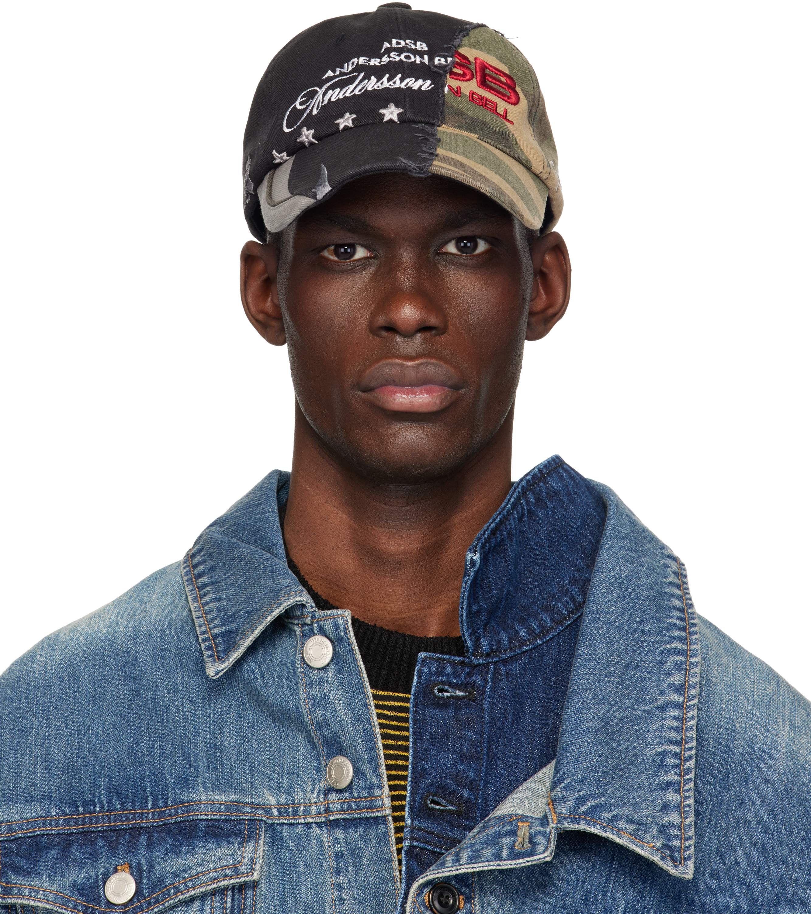 Andersson Bellのブラック＆カーキ Split 迷彩 パネル キャップがセール中