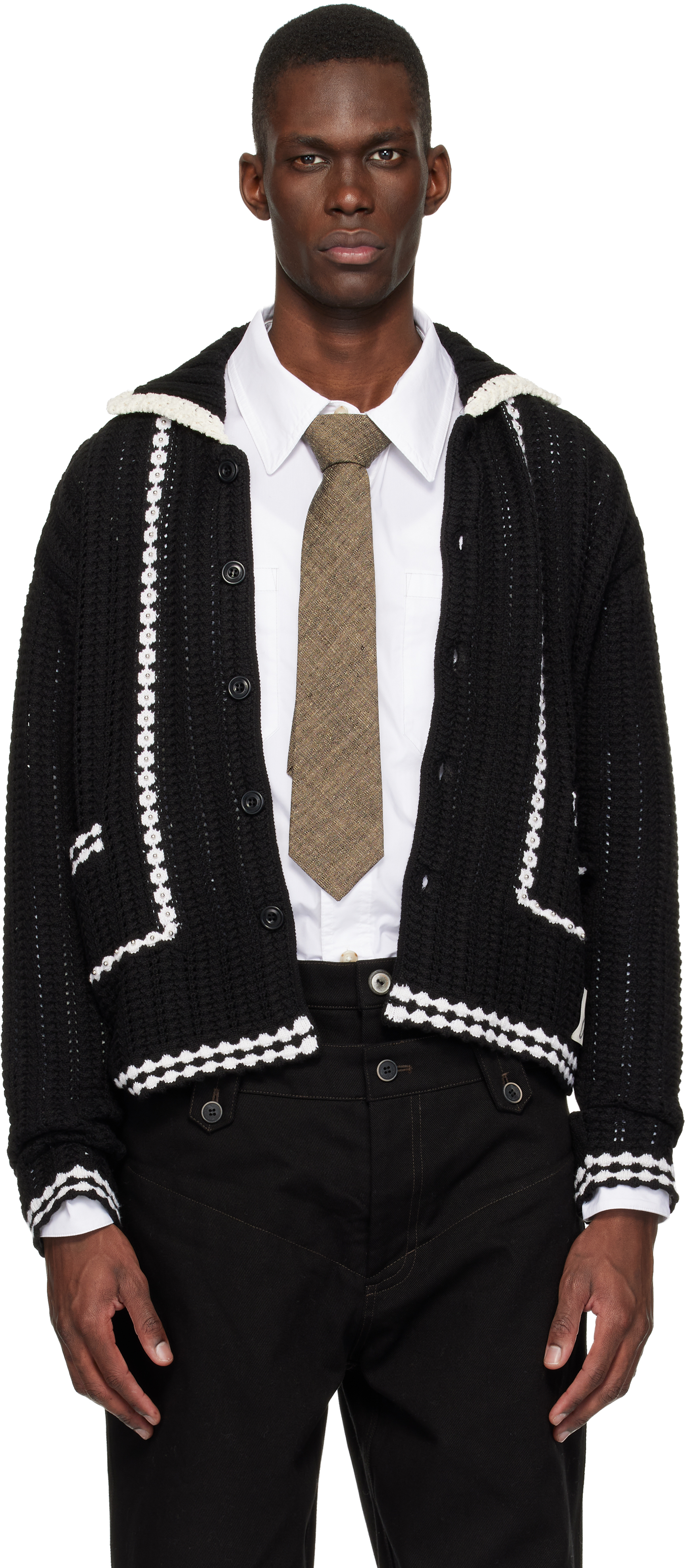 Andersson Bell: ブラック New Fantasia Collar カーディガン | SSENSE