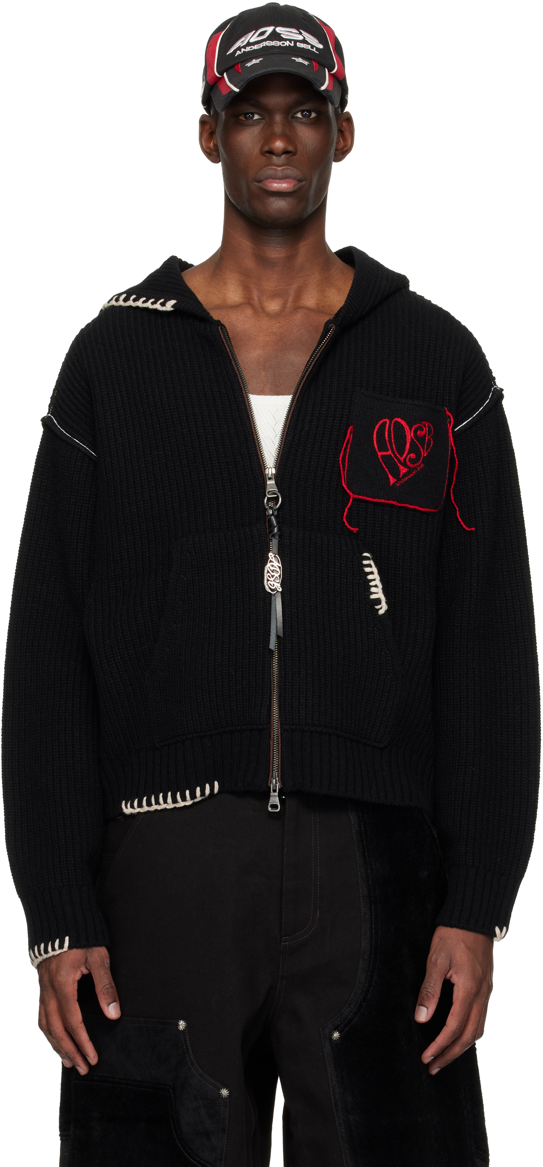 Andersson Bell Black Heart Logo Zip-Up Hoodie