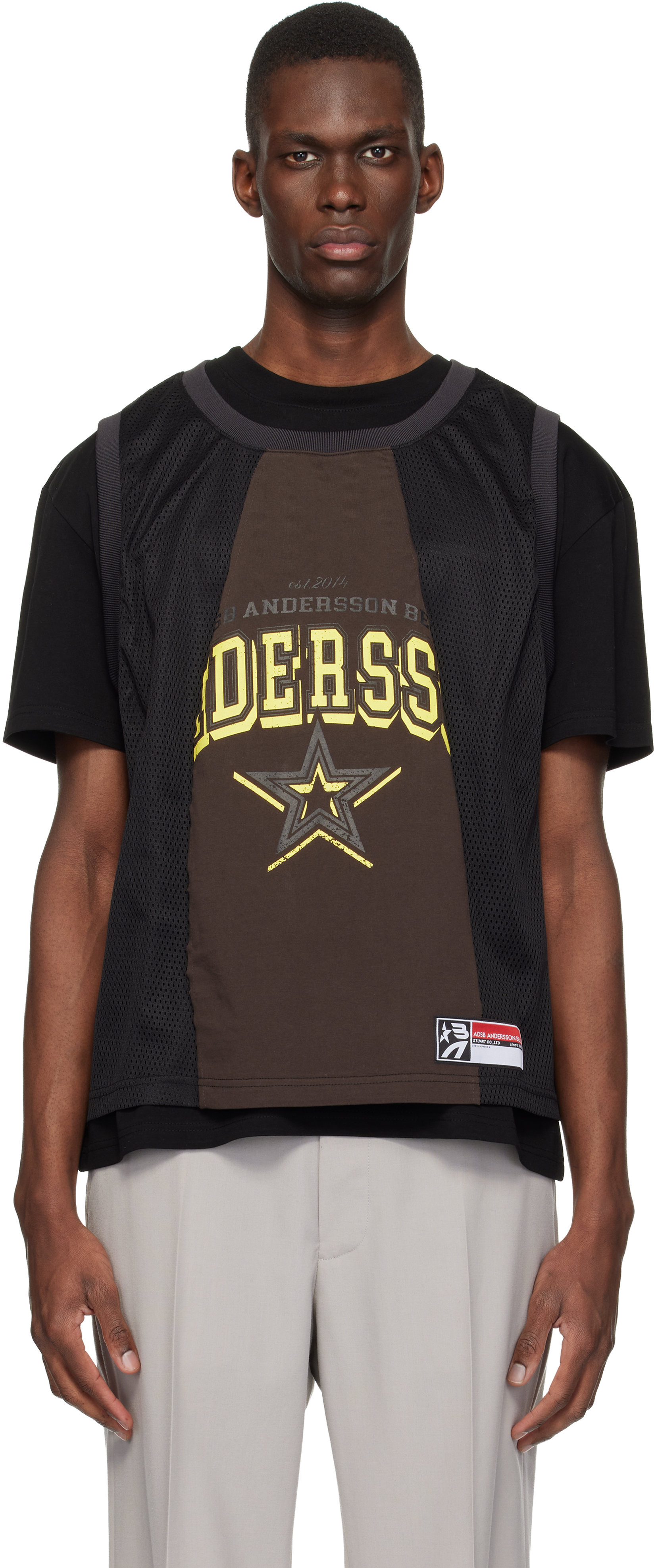 Andersson Bell: Black & Brown Basketball Jersey Layered T-shirt