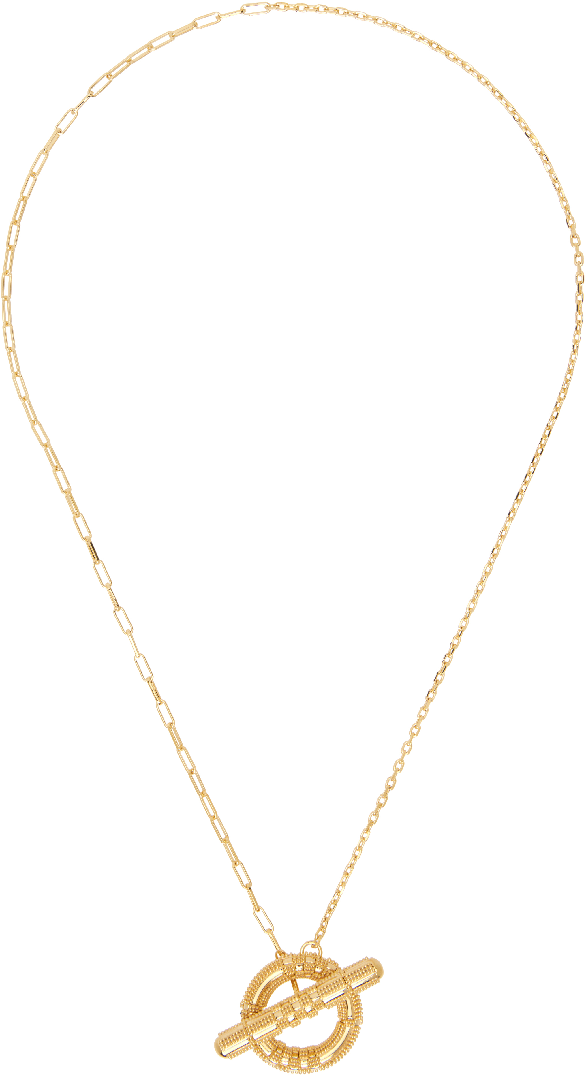 Burberry: Check Granulation T-Bar Necklace | SSENSE