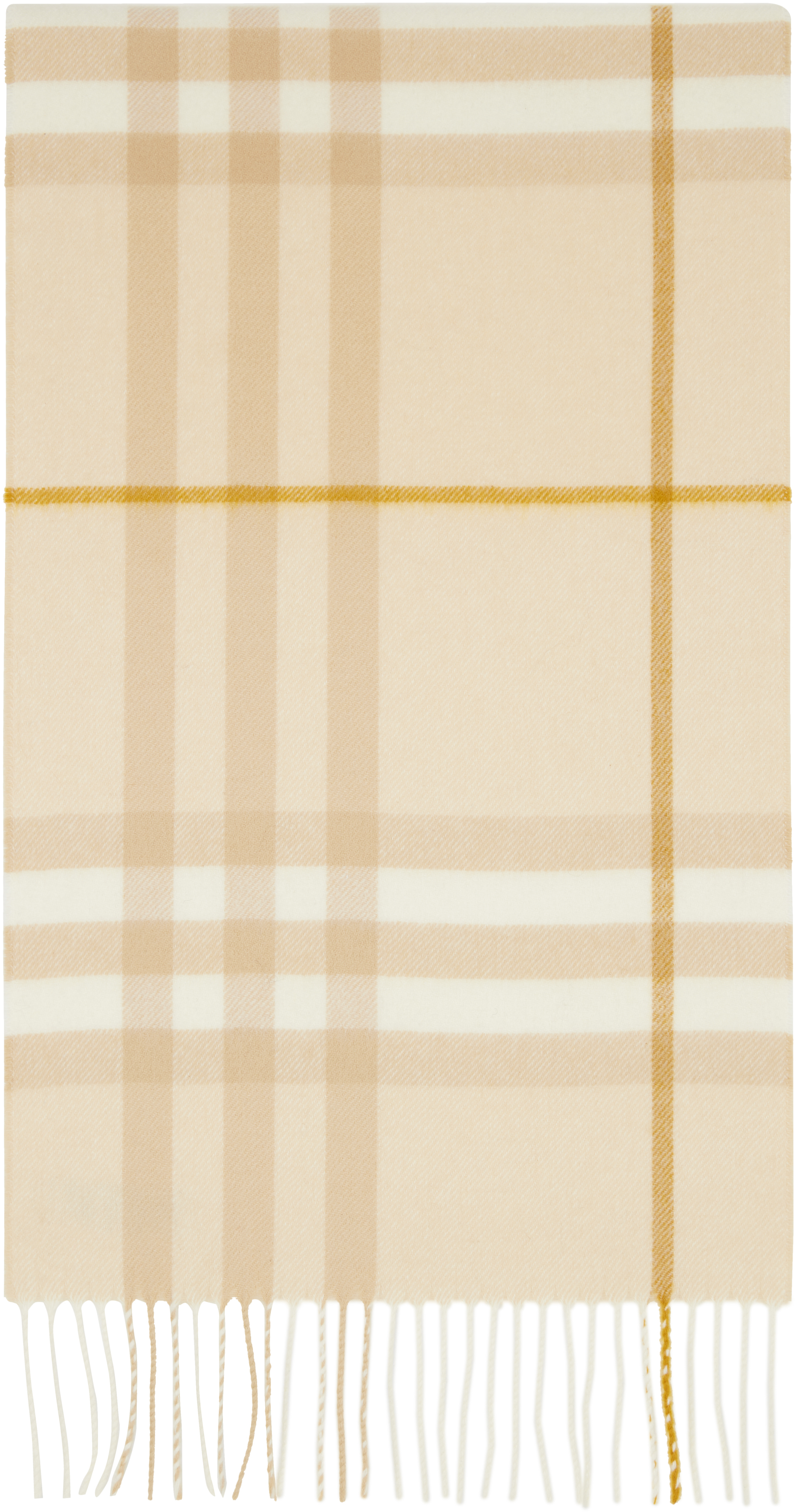 Burberry: ベージュ チェック カシミヤ マフラー | SSENSE 日本