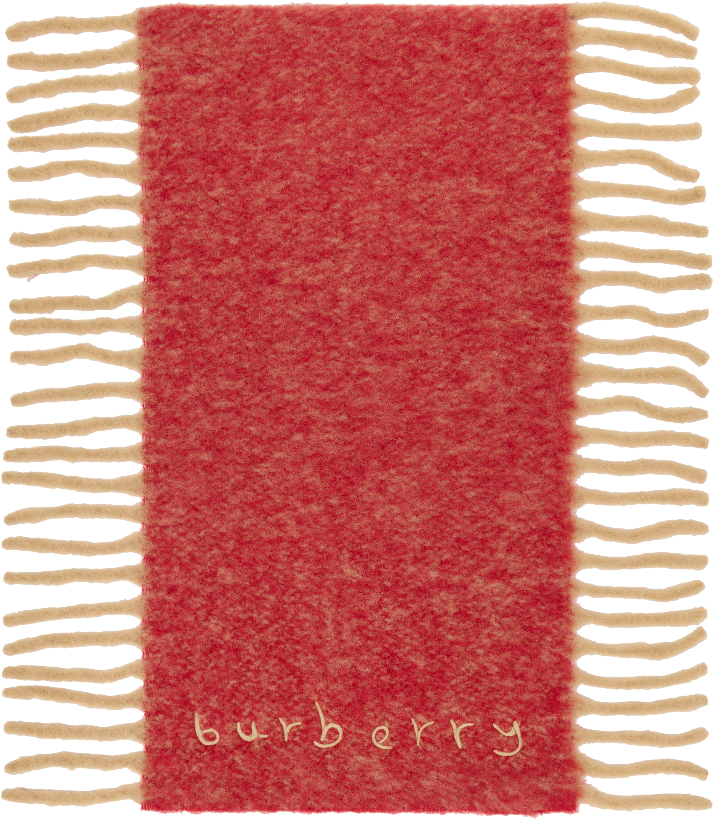 Burberry Red Alpaca Wool Blend Happy Scarf