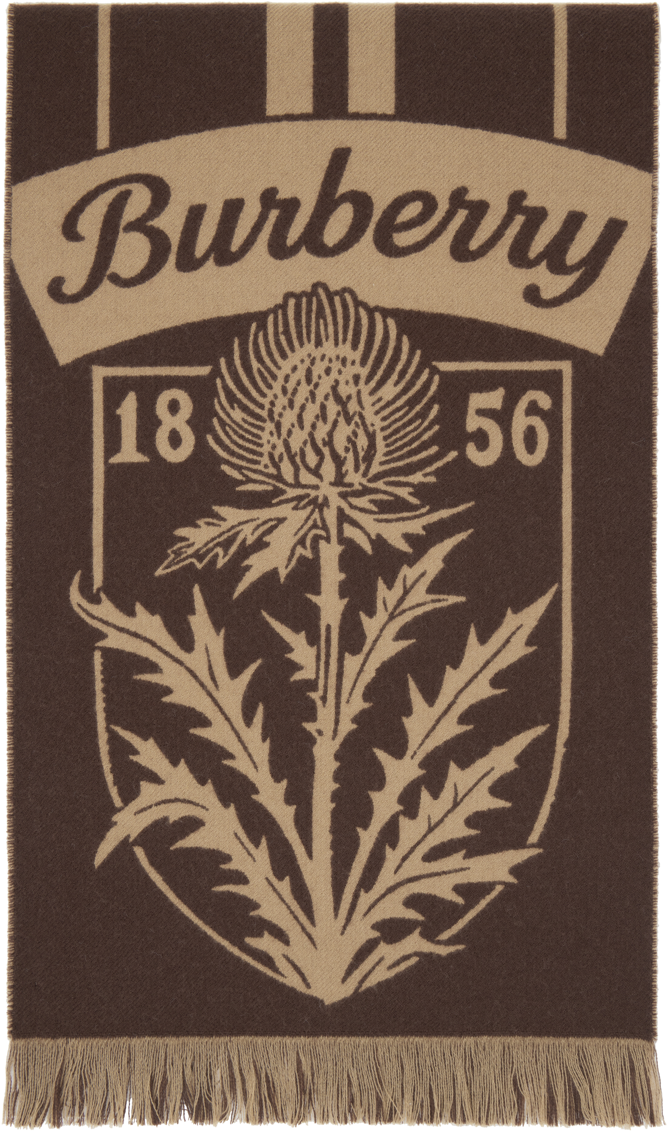 Burberry Brown Thistle Shield Wool Scarf