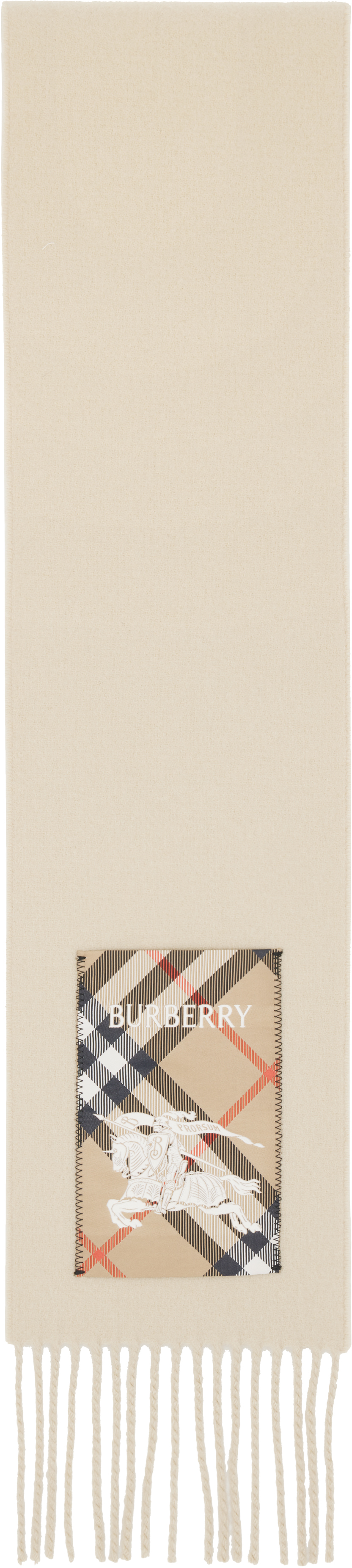 Burberry Beige Check Label Cashmere Scarf