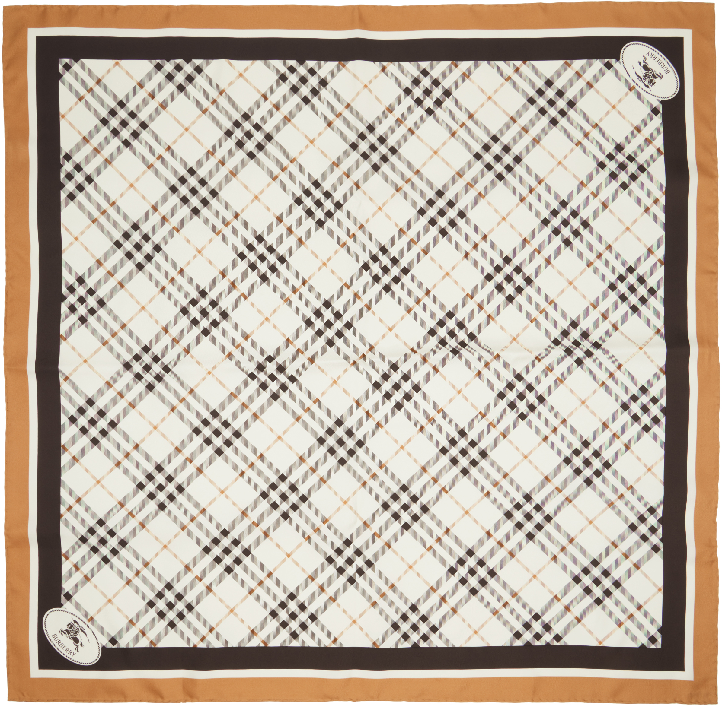 Burberry Off-White Check Knight Stamp Silk Scarf
