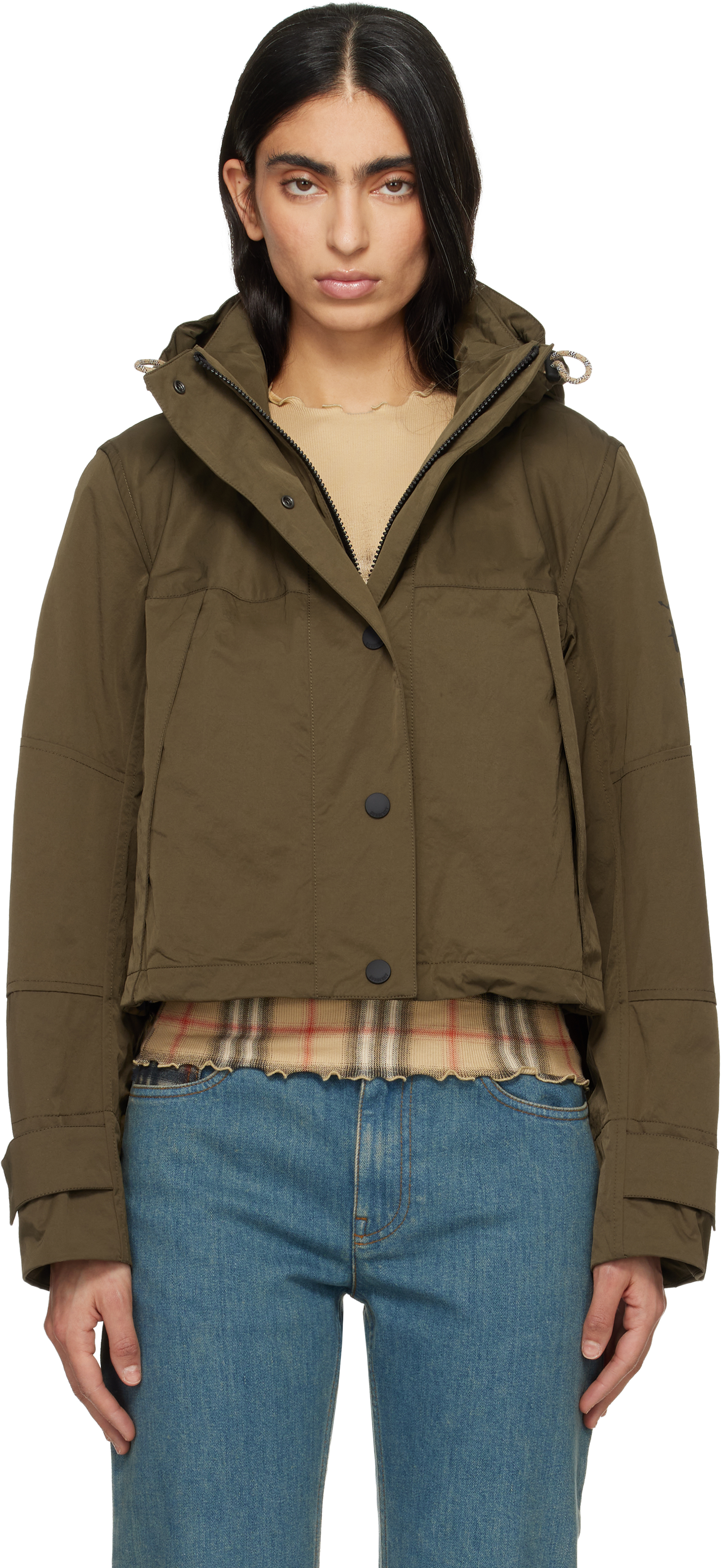 Burberry 　ブルレ　フード付きミリタリージャケット カーキ Burberry ウィメンズ ジャケット & コート | SSENSE 日本
