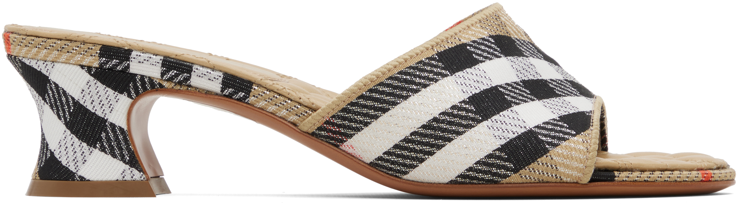 Burberry ベージュ チェック柄 ミュール 約7cmヒール 24cm burberry/バーバリー通販 | チェック&レザー スニーカー【送料無料