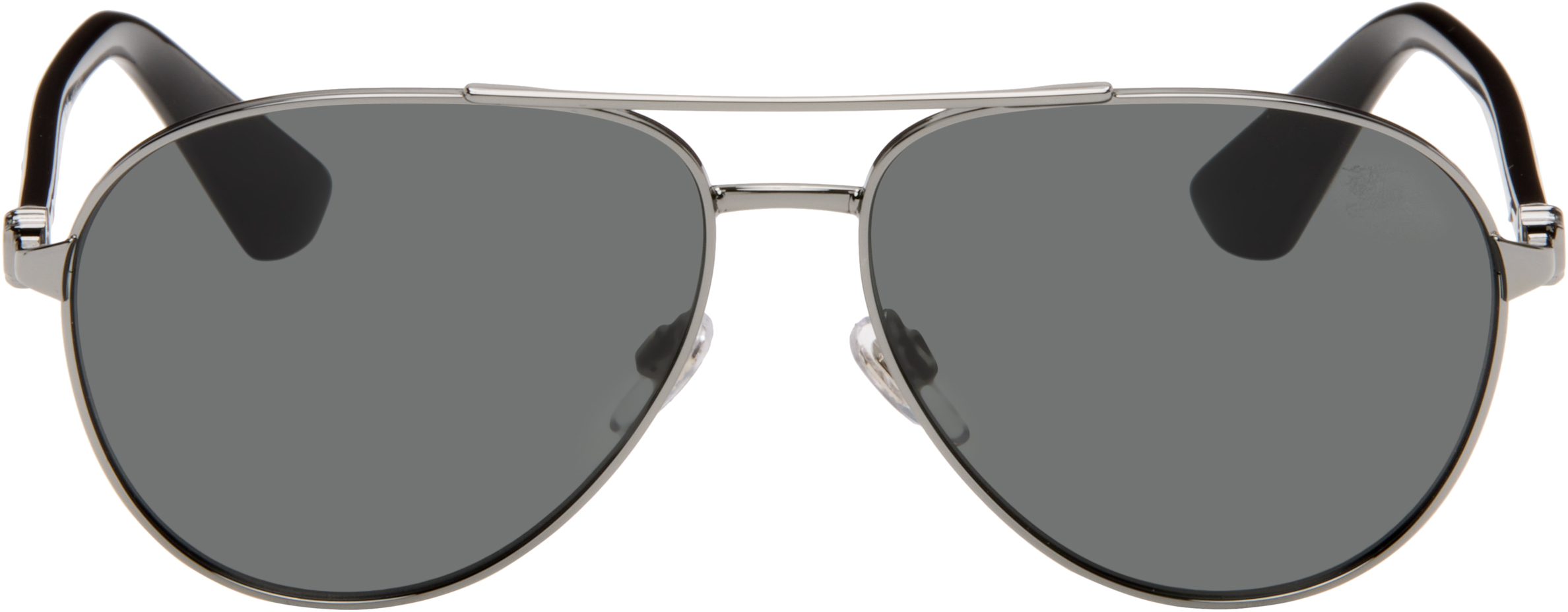 Burberry Gunmetal Metal Shield Aviator Sunglasses​