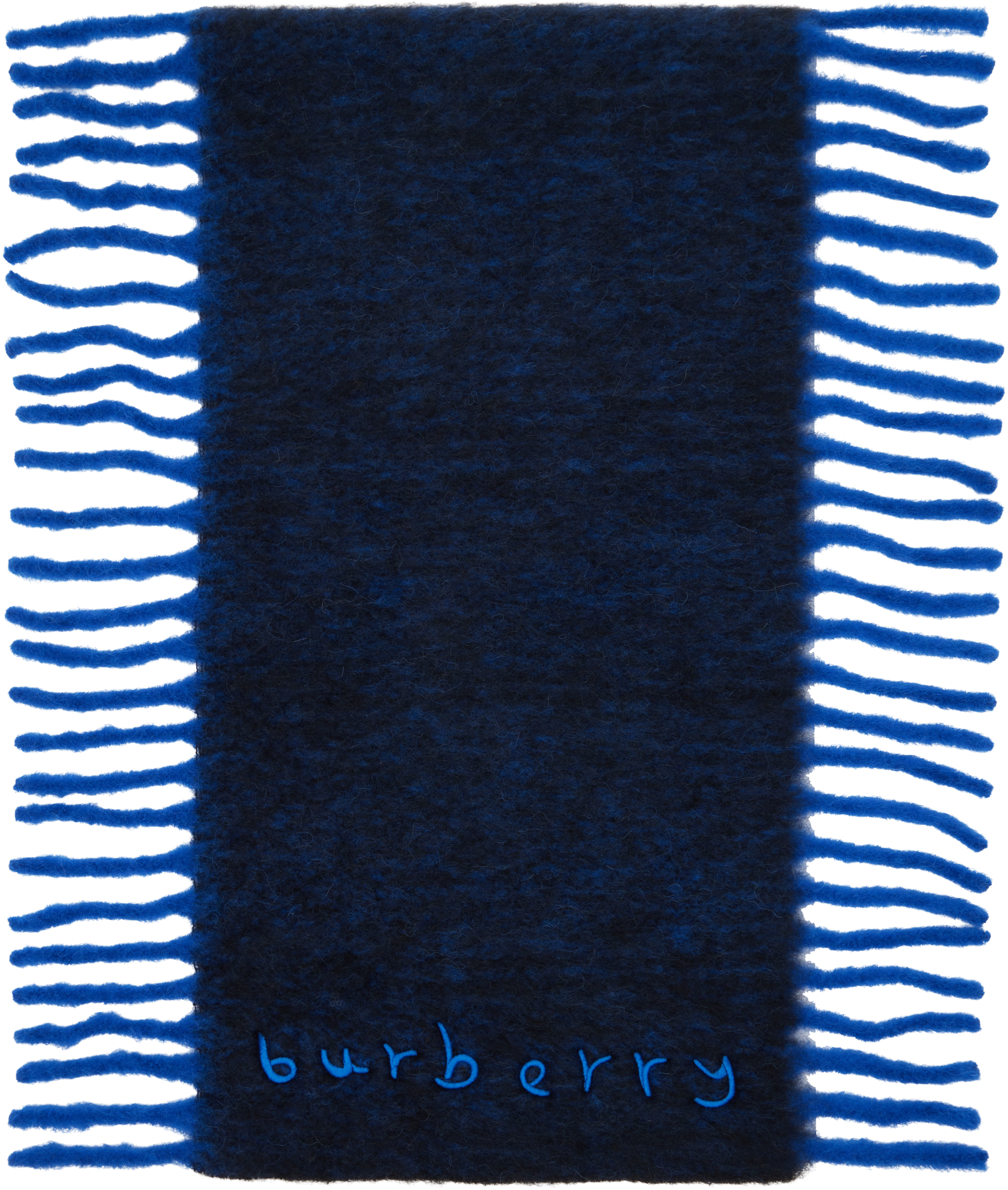 Burberry Blue Alpaca Wool Blend Happy Scarf