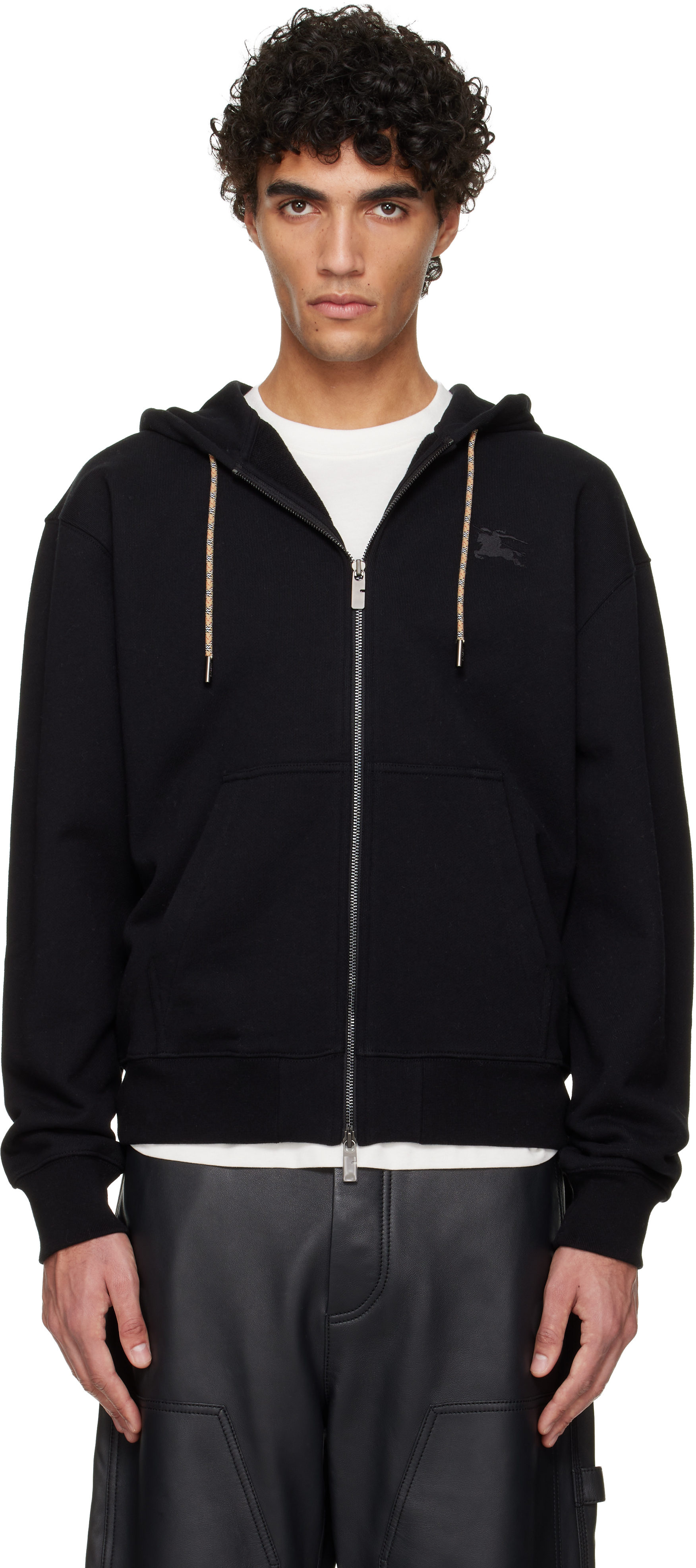 Burberryのブラック Rory チェック パッチ フーディがセール中
