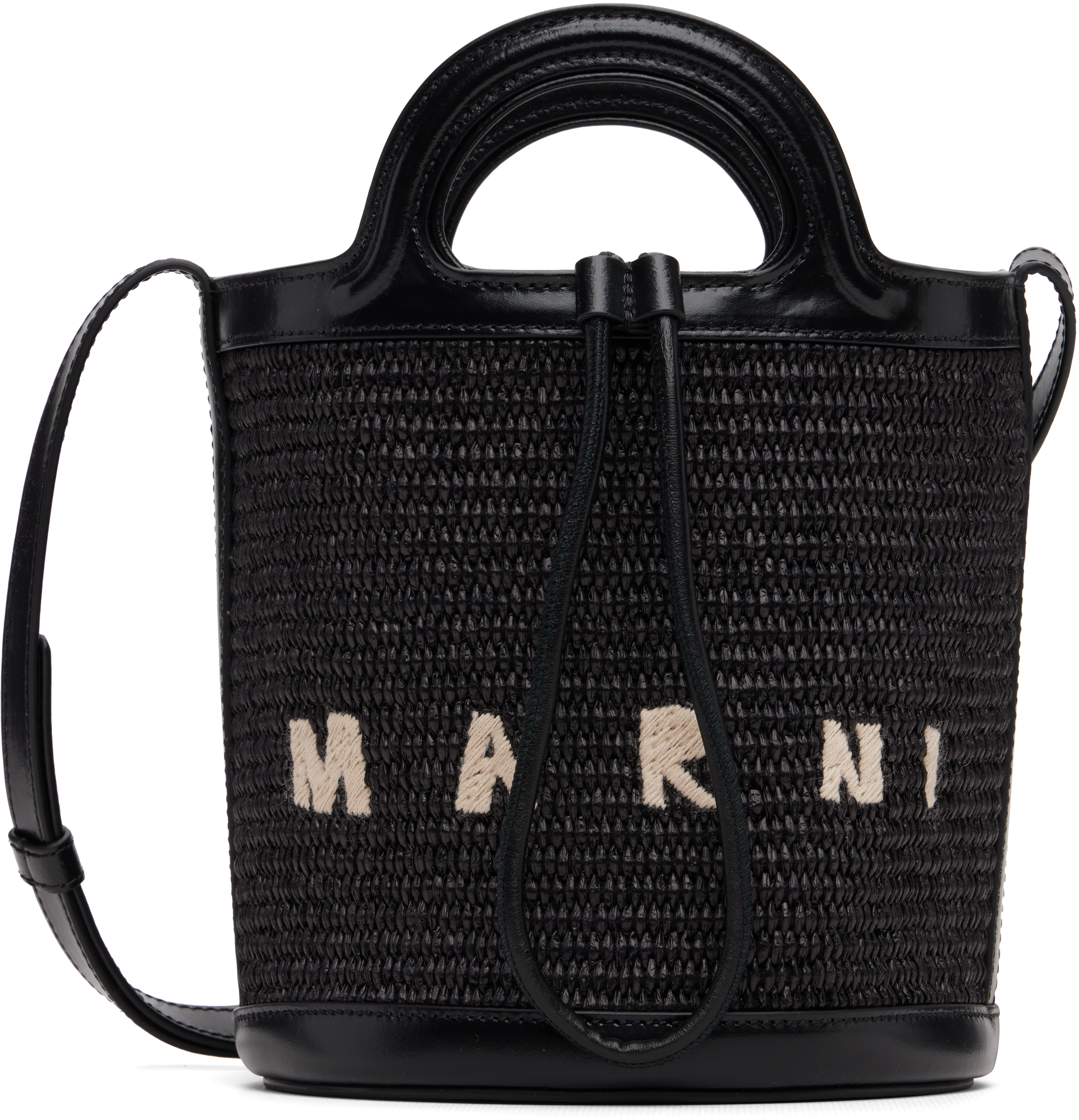 Marni: Black Tropicalia Small Bucket Bag | SSENSE Canada