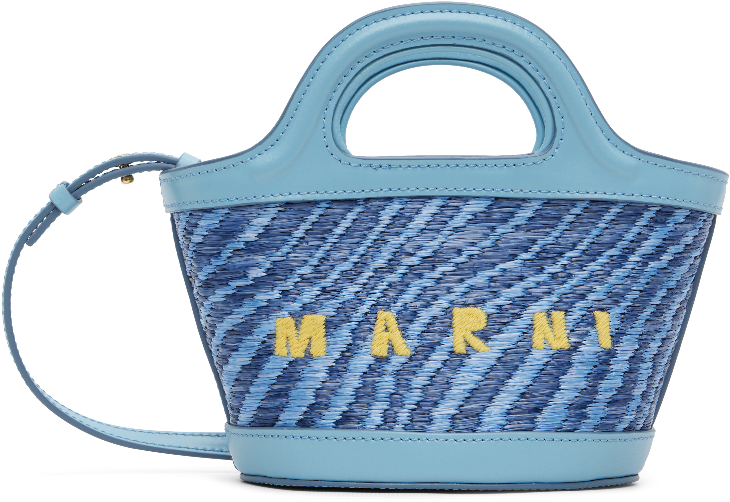 Blue Wavy Tropicalia Micro Tote by Marni on Sale