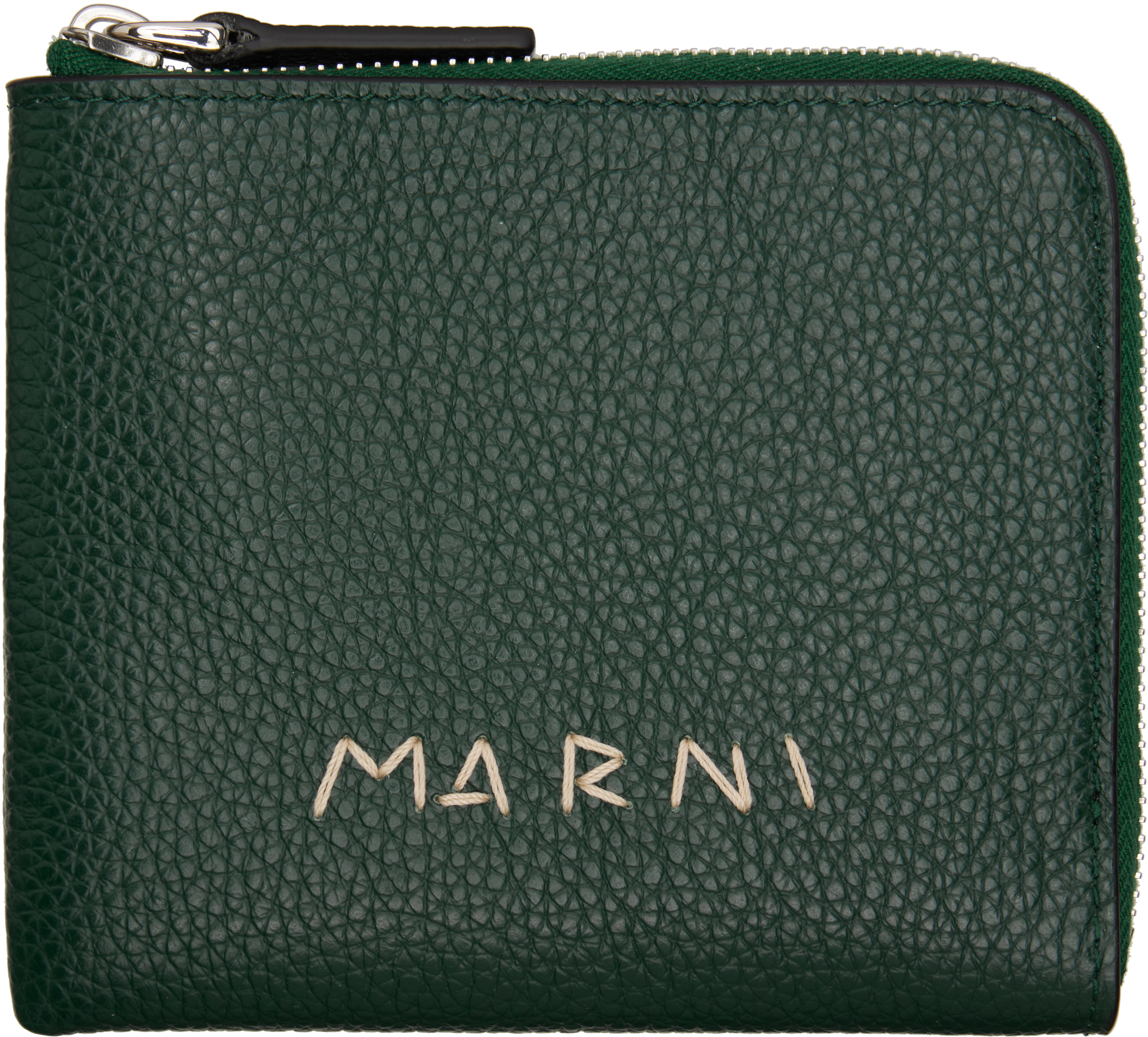 Green 'Marni Mending' Embroidery Zip-Around Wallet by Marni on Sale