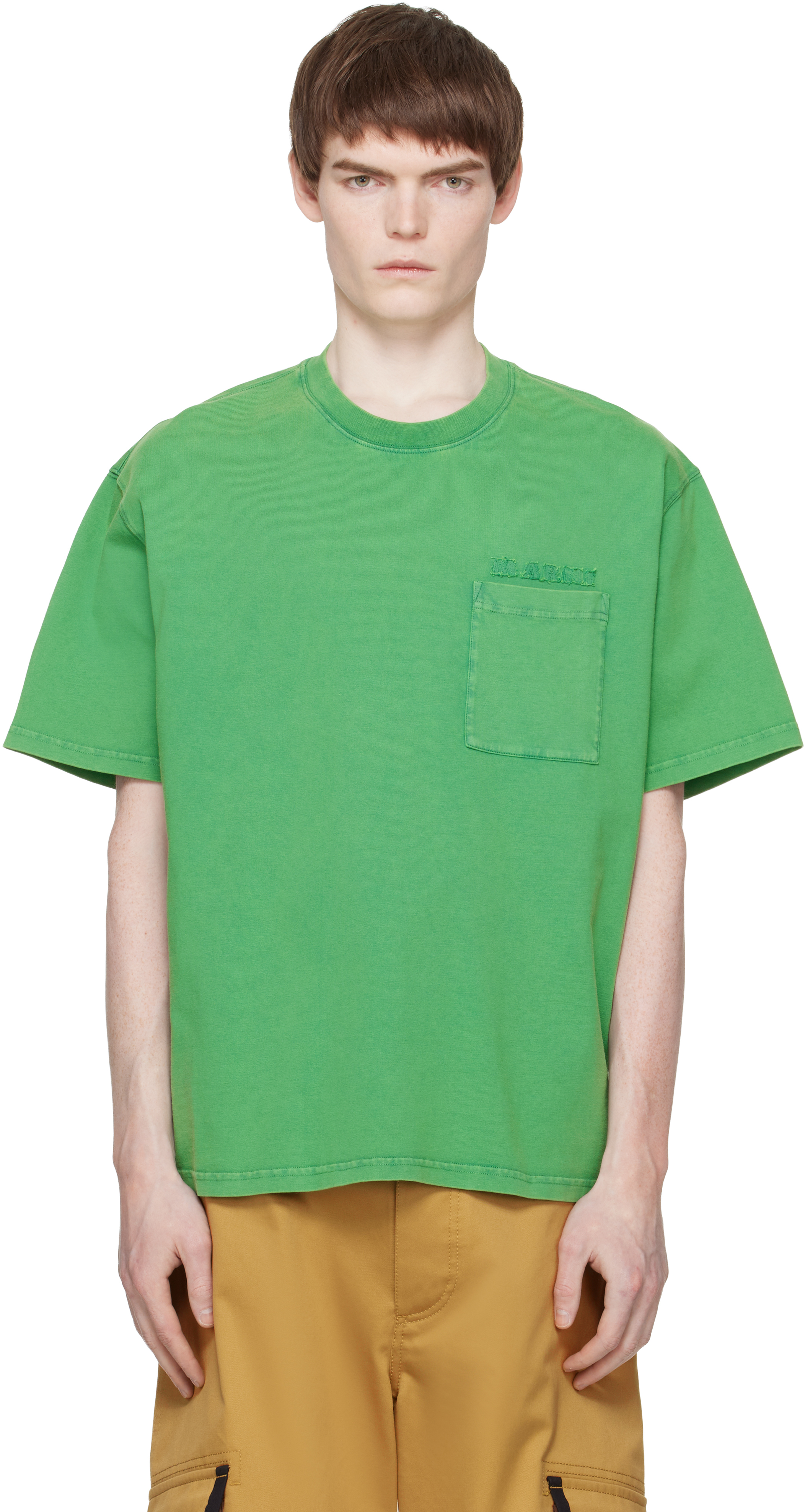 Marni: Green Cotton 'Marni Patches' T-shirt | SSENSE