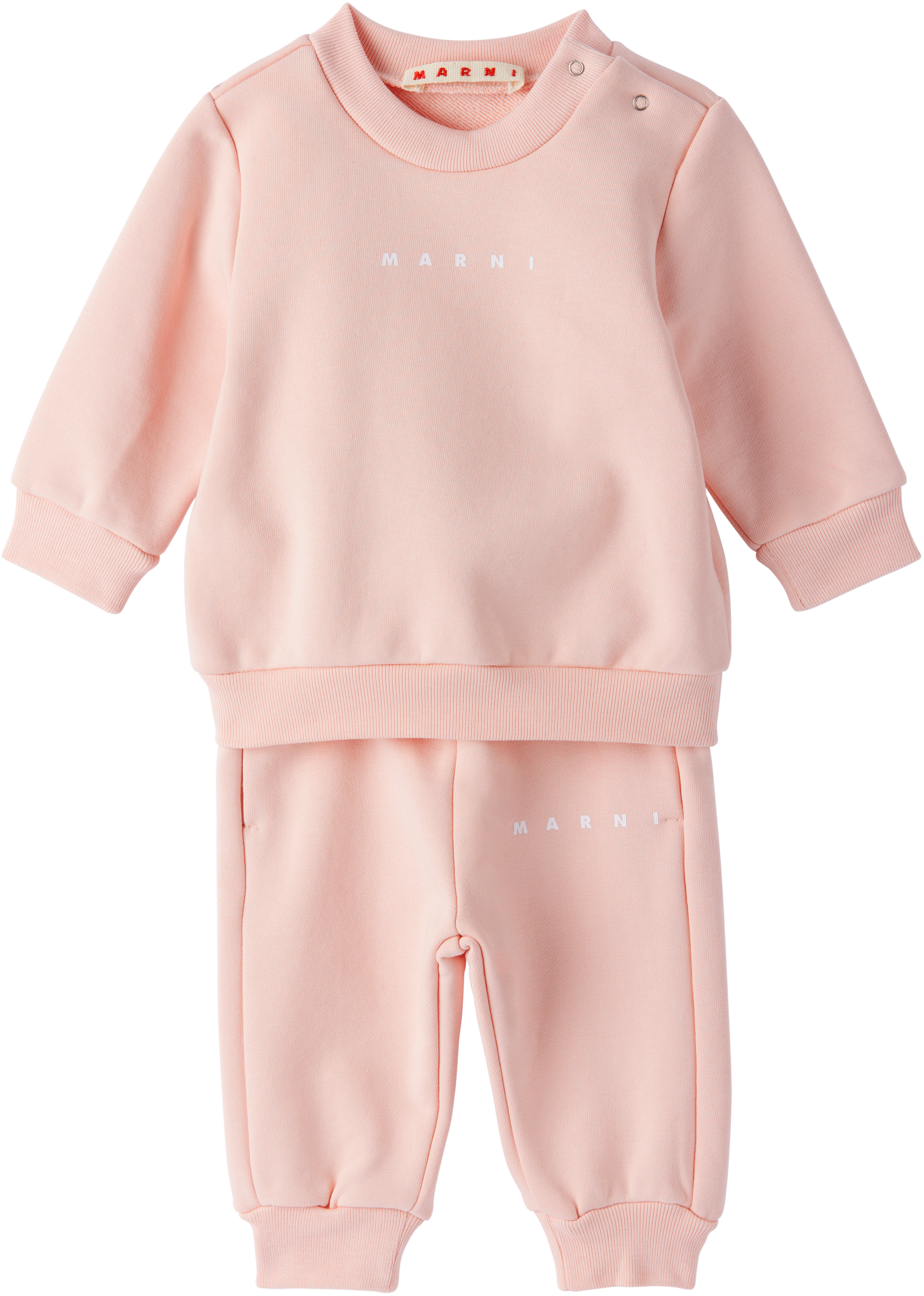 トップス MARNI baby Baby Pink Fleece Sweatsuit by Marni | SSENSE