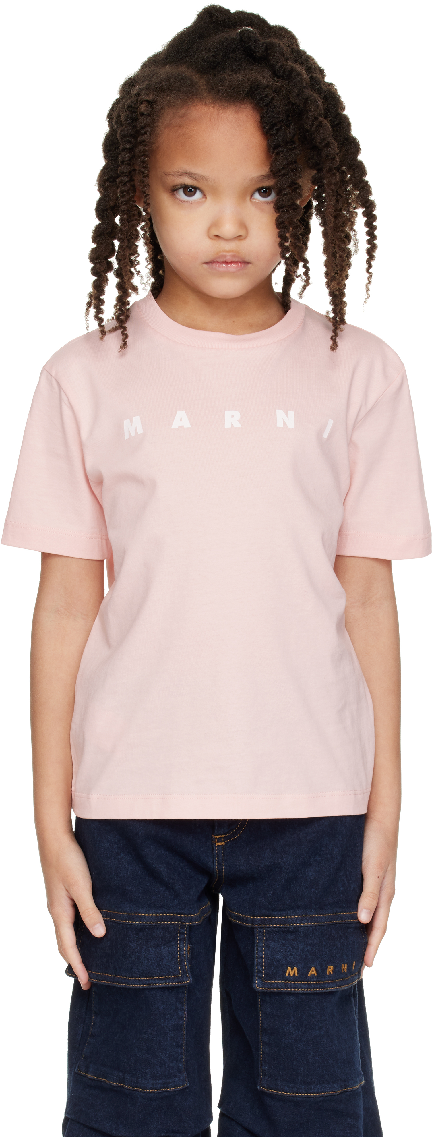 Kids Pink Cotton Logo T-shirt by Marni on Sale
