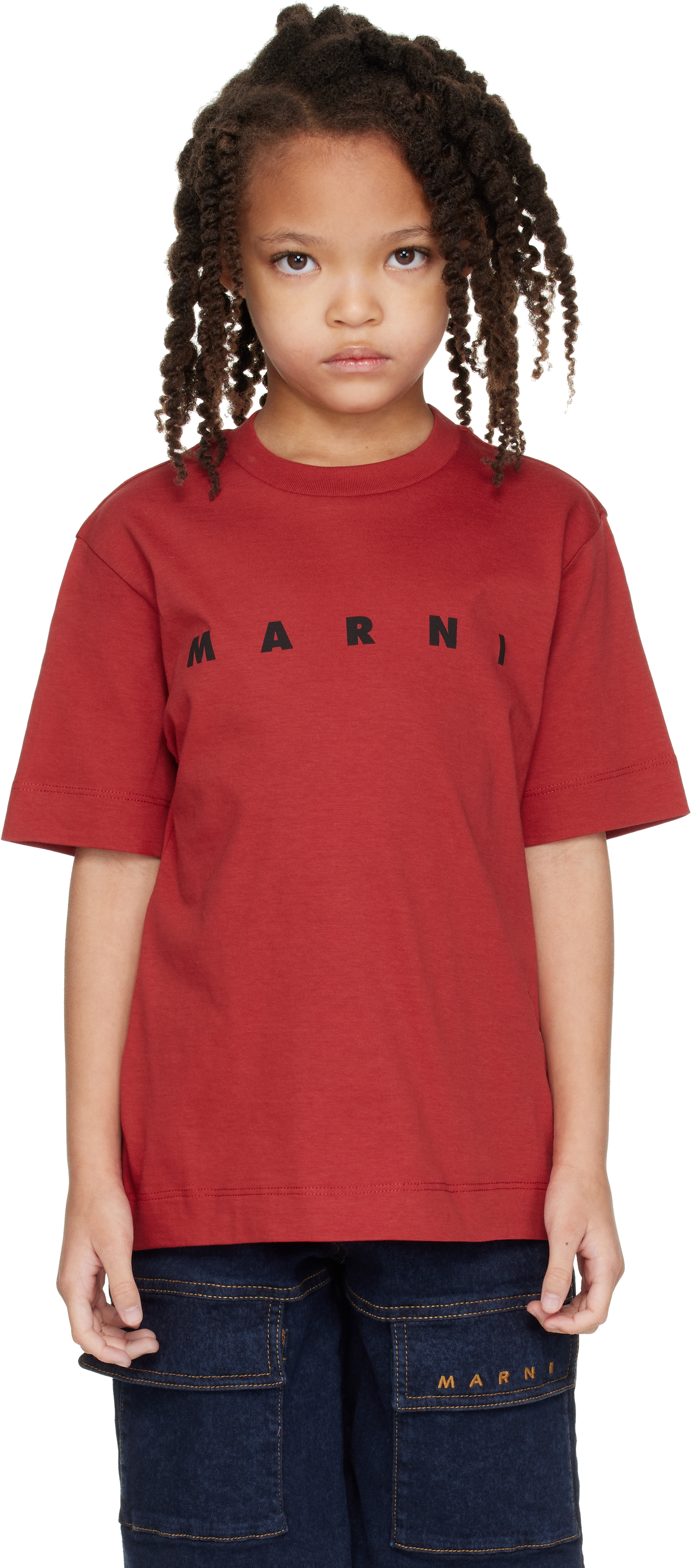 Marniのキッズ｜レッド コットン ロゴ Tシャツがセール中