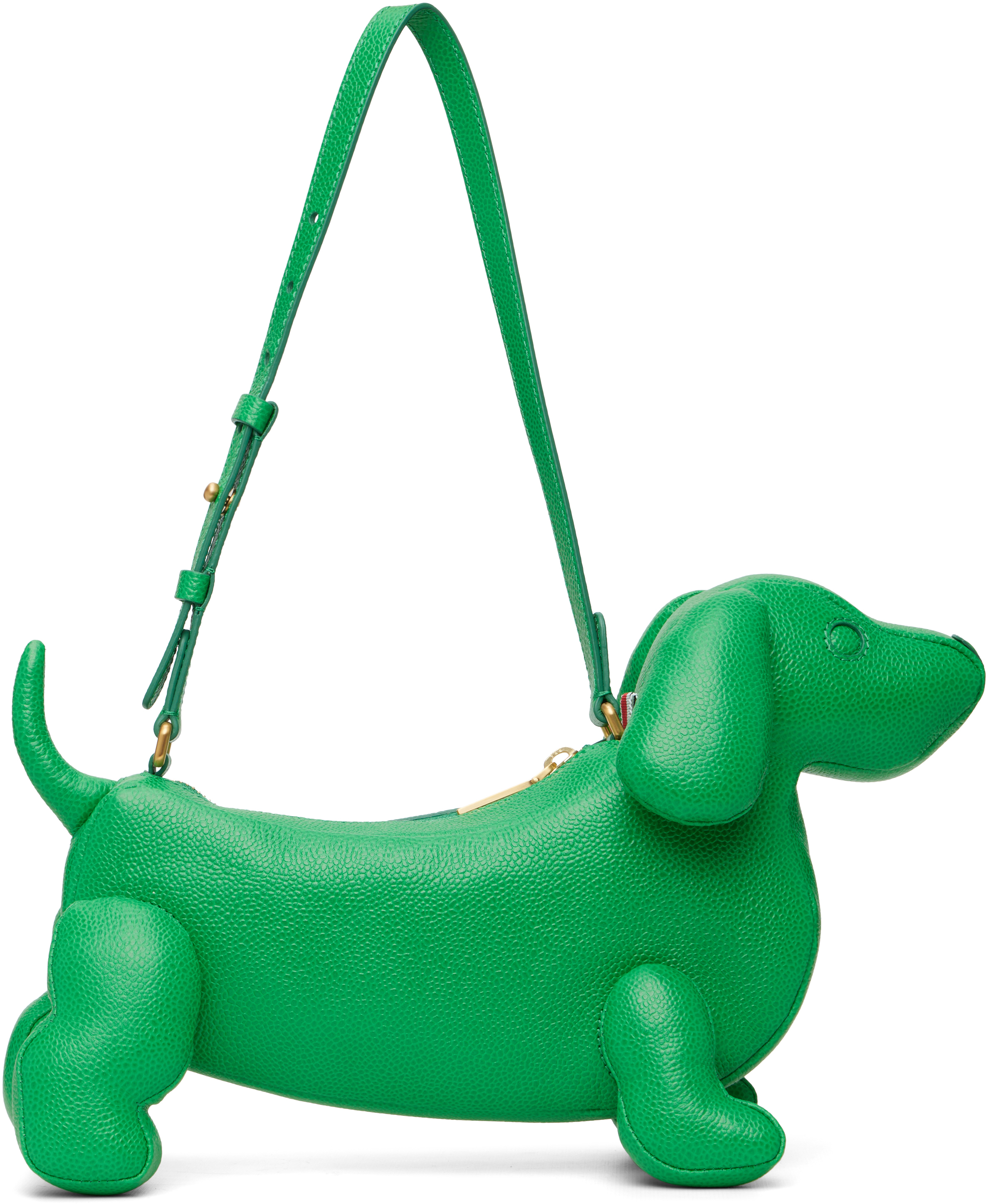 Thom Browne: Green Pebble Grain Baby Hector Shoulder Bag | SSENSE