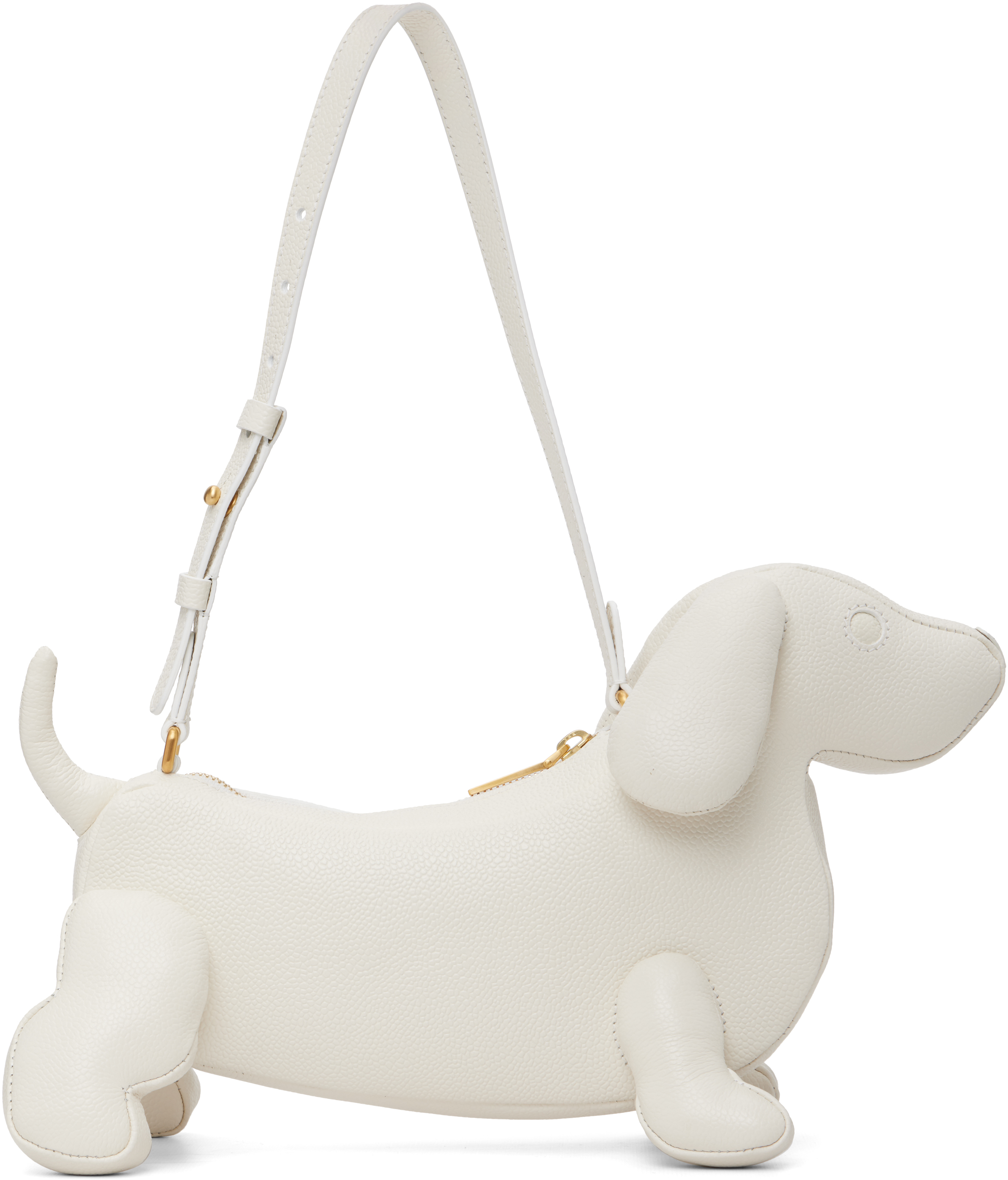 Thom Browne: White Pebble Grain Baby Hector Shoulder Bag | SSENSE