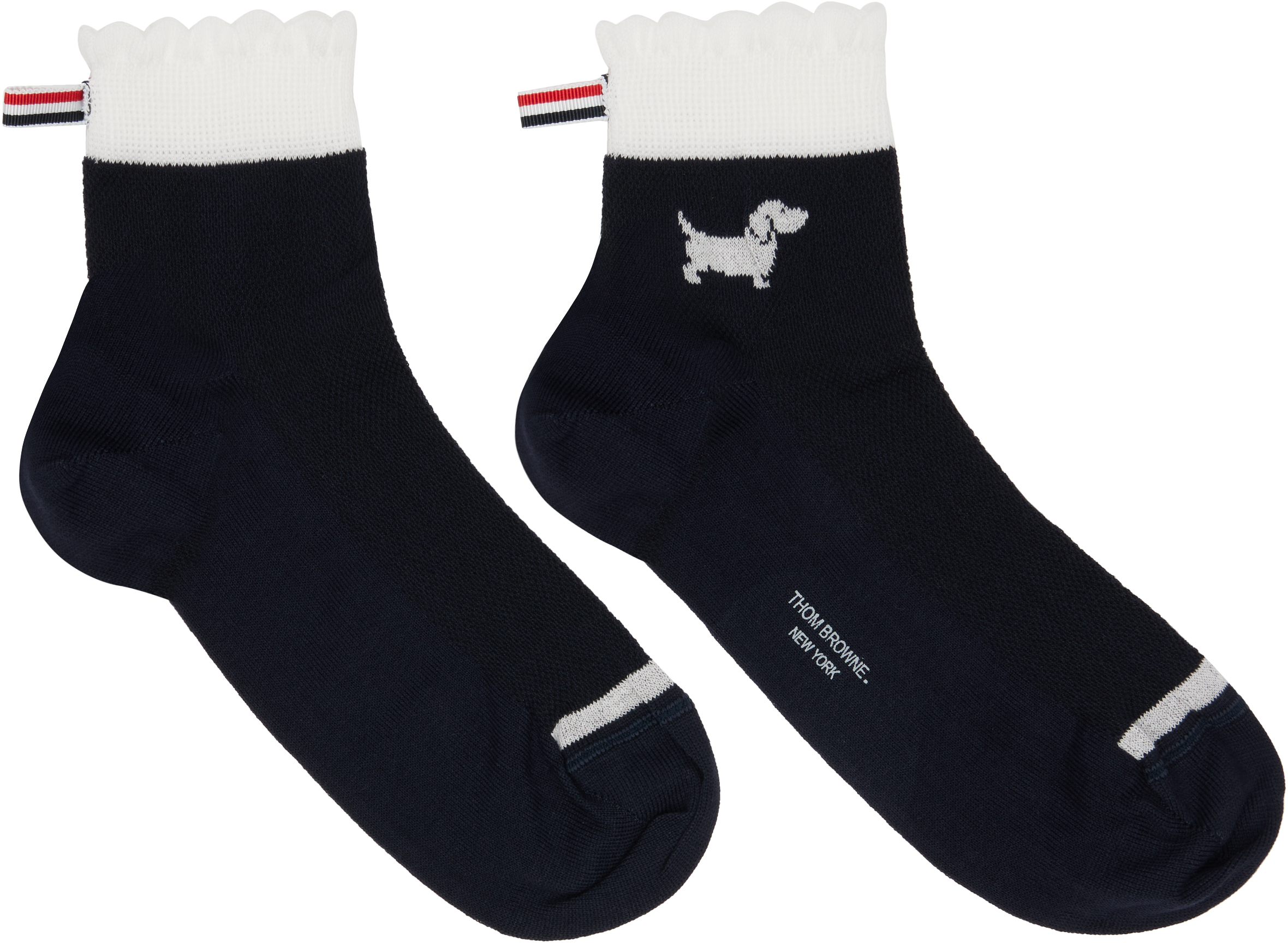 Thom Browne: ブラック ステッチ Hector Crew ポインテール ソックス