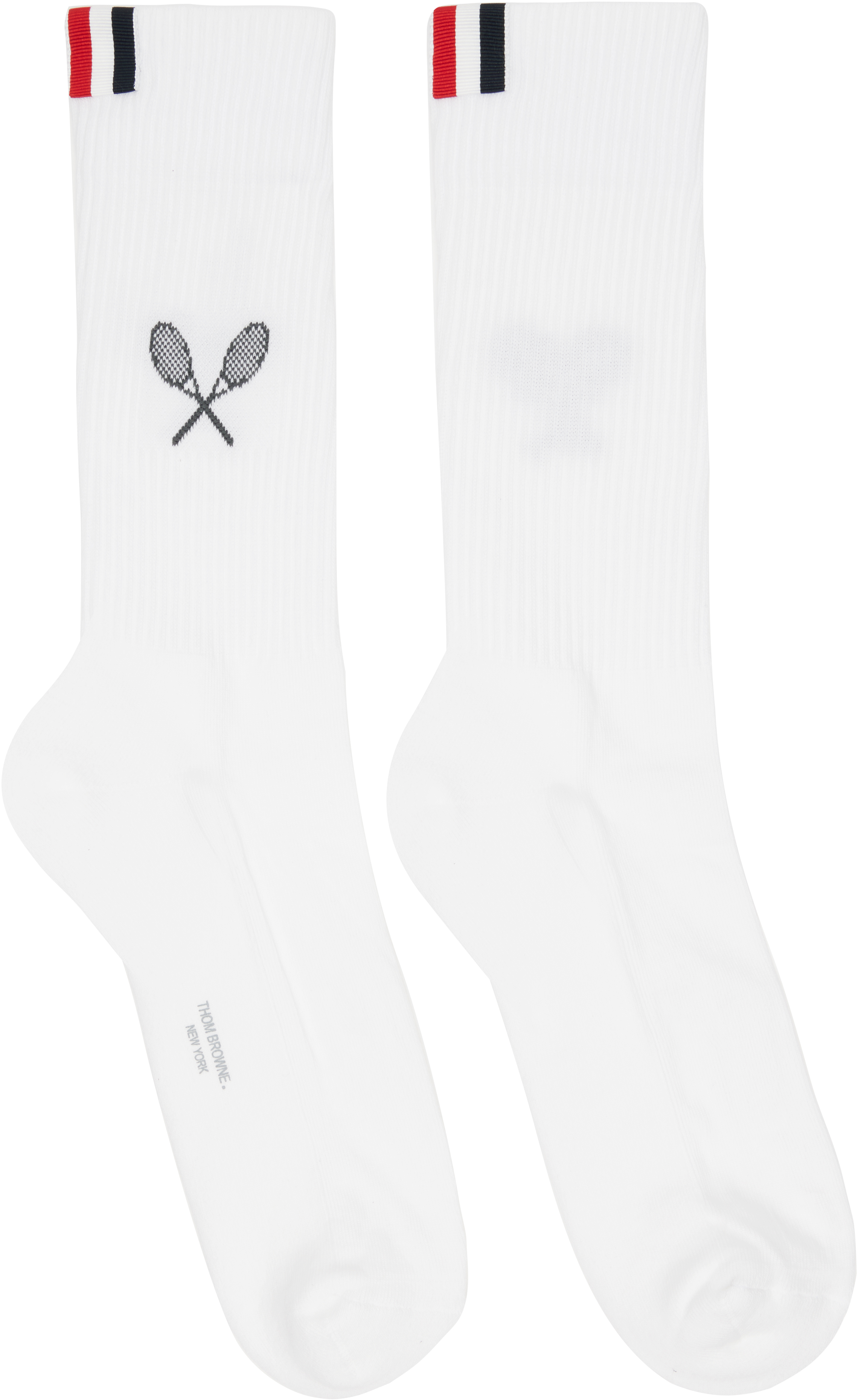 THOM BROWNE ソックス bunbuku55 Thom Browne: White Tennis Racquet Athletic Socks | SSENSE