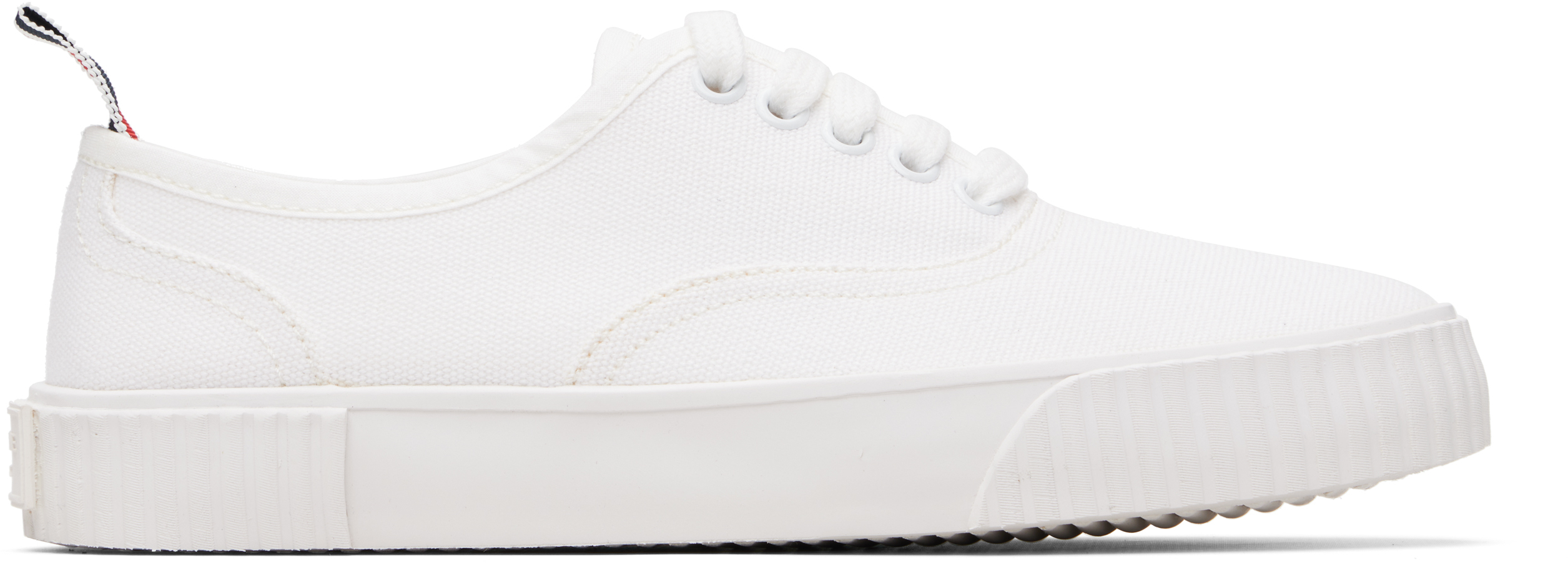 Thom Browne White Canvas Heritage Sneakers