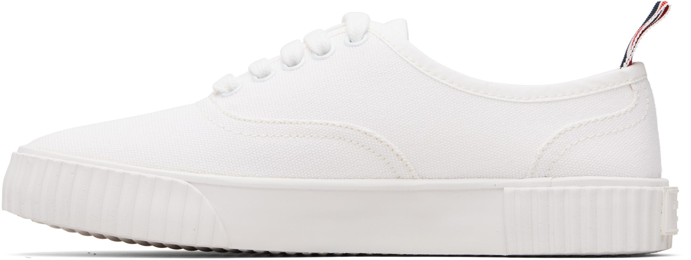 Thom Browne White Canvas Heritage Sneakers In White