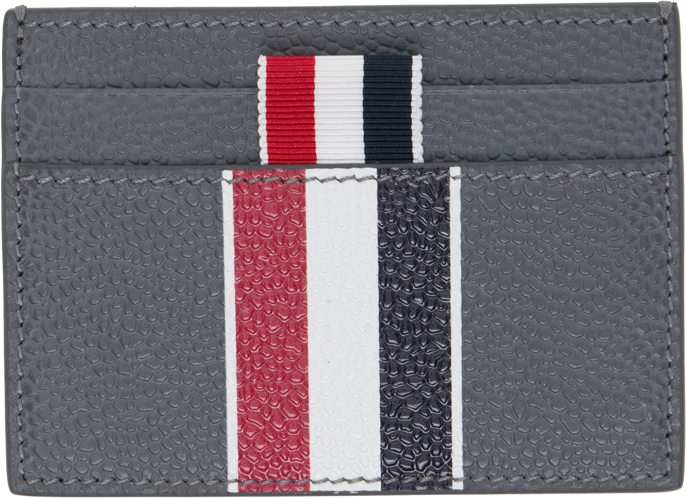 Thom Browne Gray RWB Stripe Double Sided Card Holder