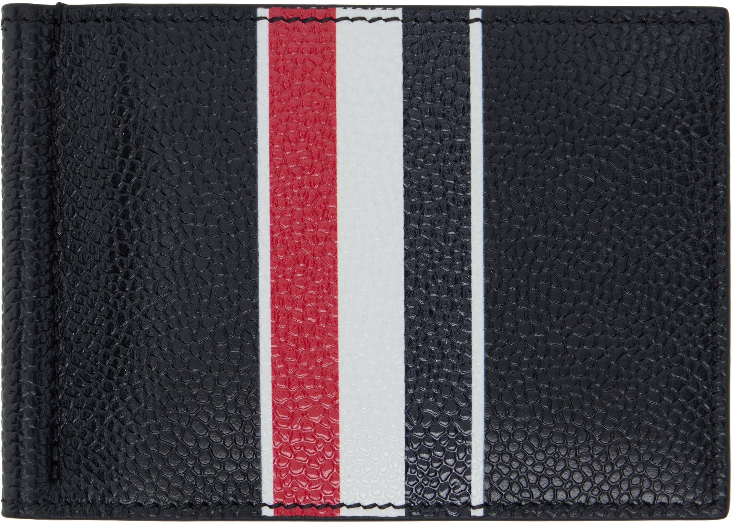 Thom Browne: ブラック RWB Stripe マネークリップ ウォレット