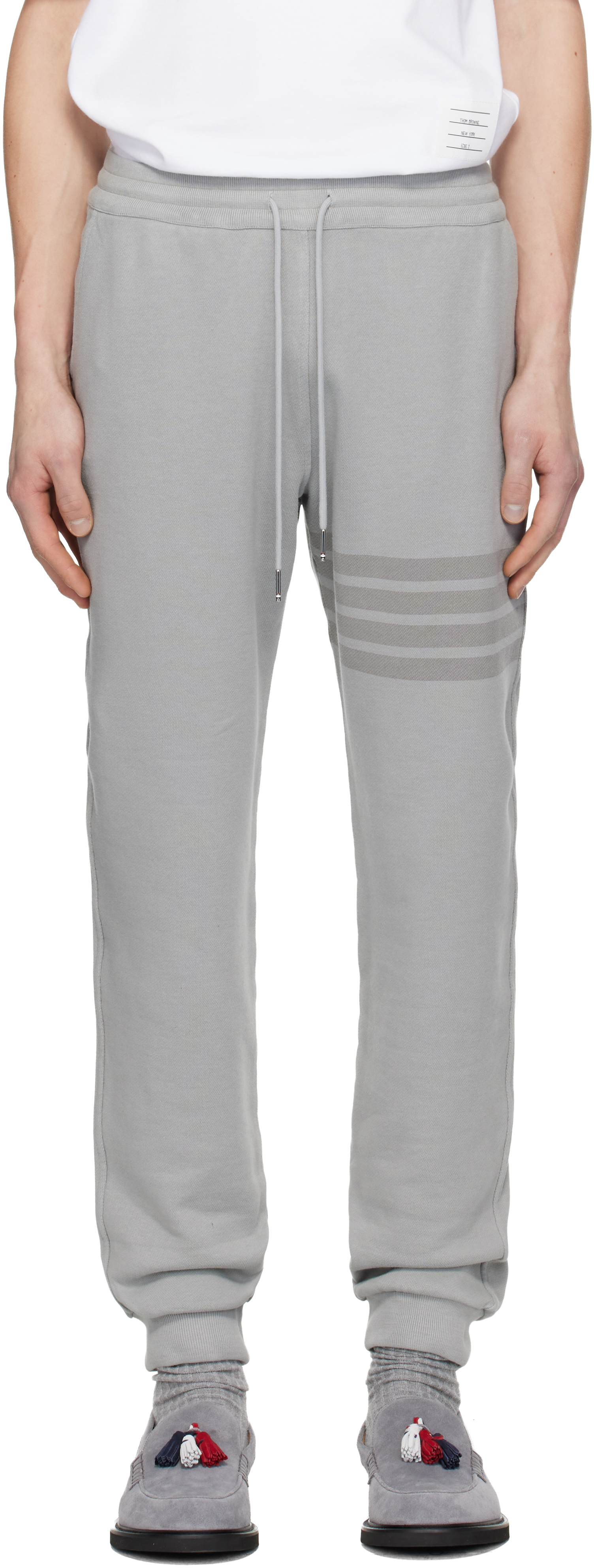 Thom Browne Gray Overdyed Solid Loopback 4 Bar Sweatpants