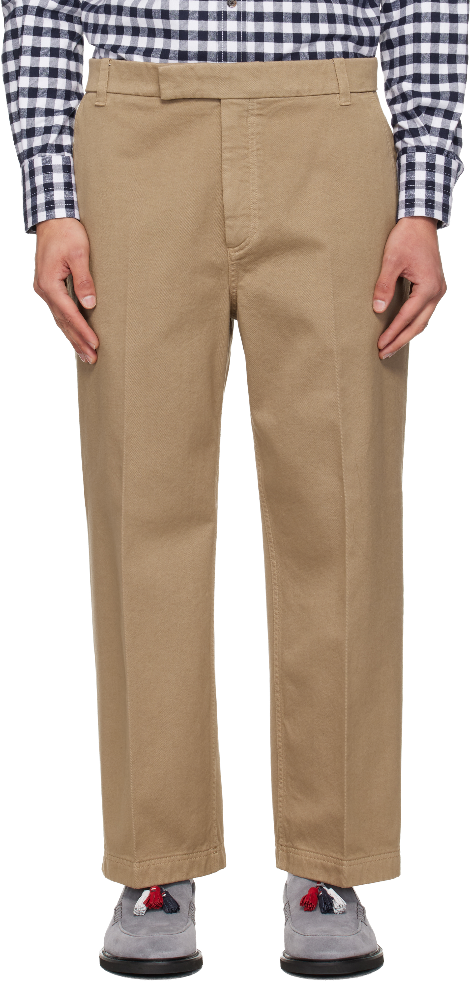 Thom Browne: ベージュ コットンツイル ユーティリティパンツ | SSENSE