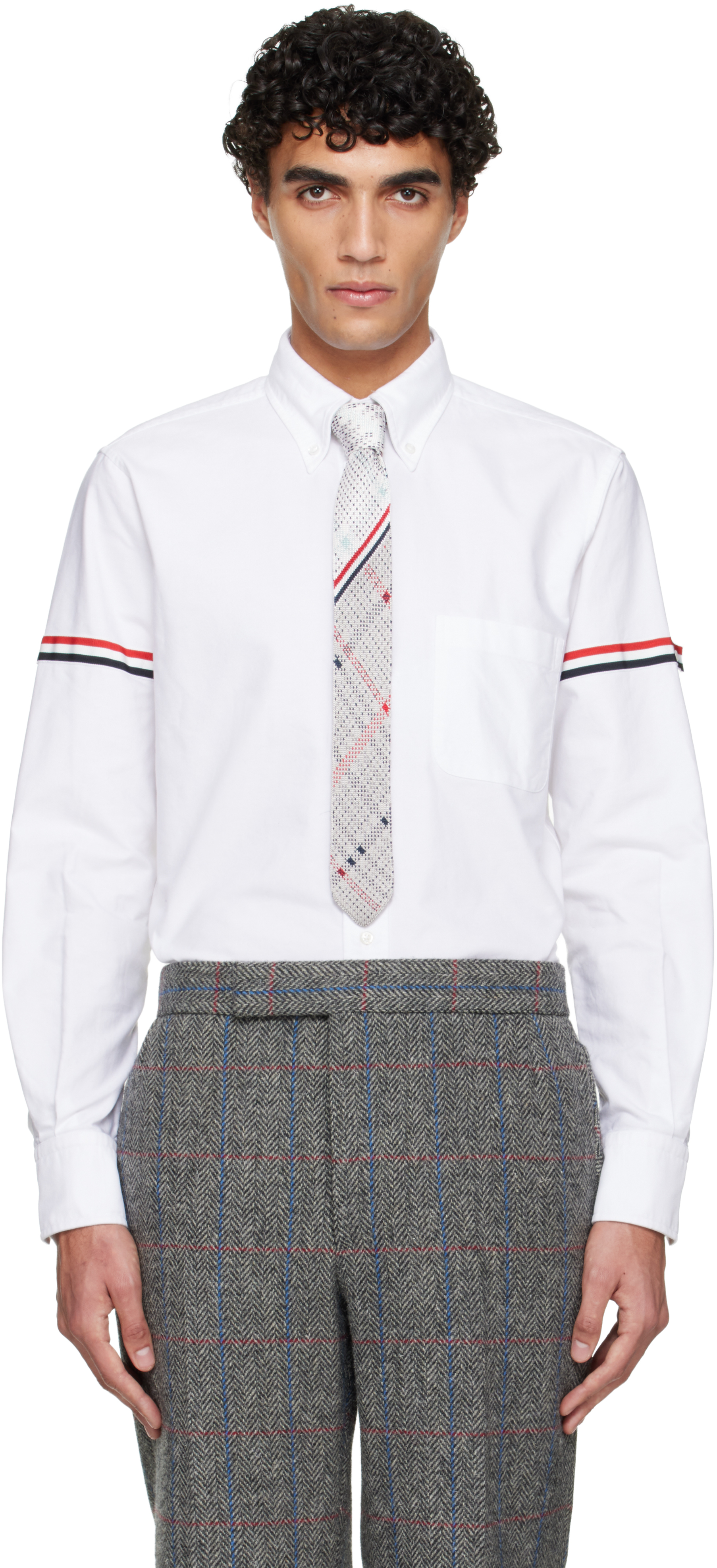 Thom Browne White Oxford Armbands Classic Shirt