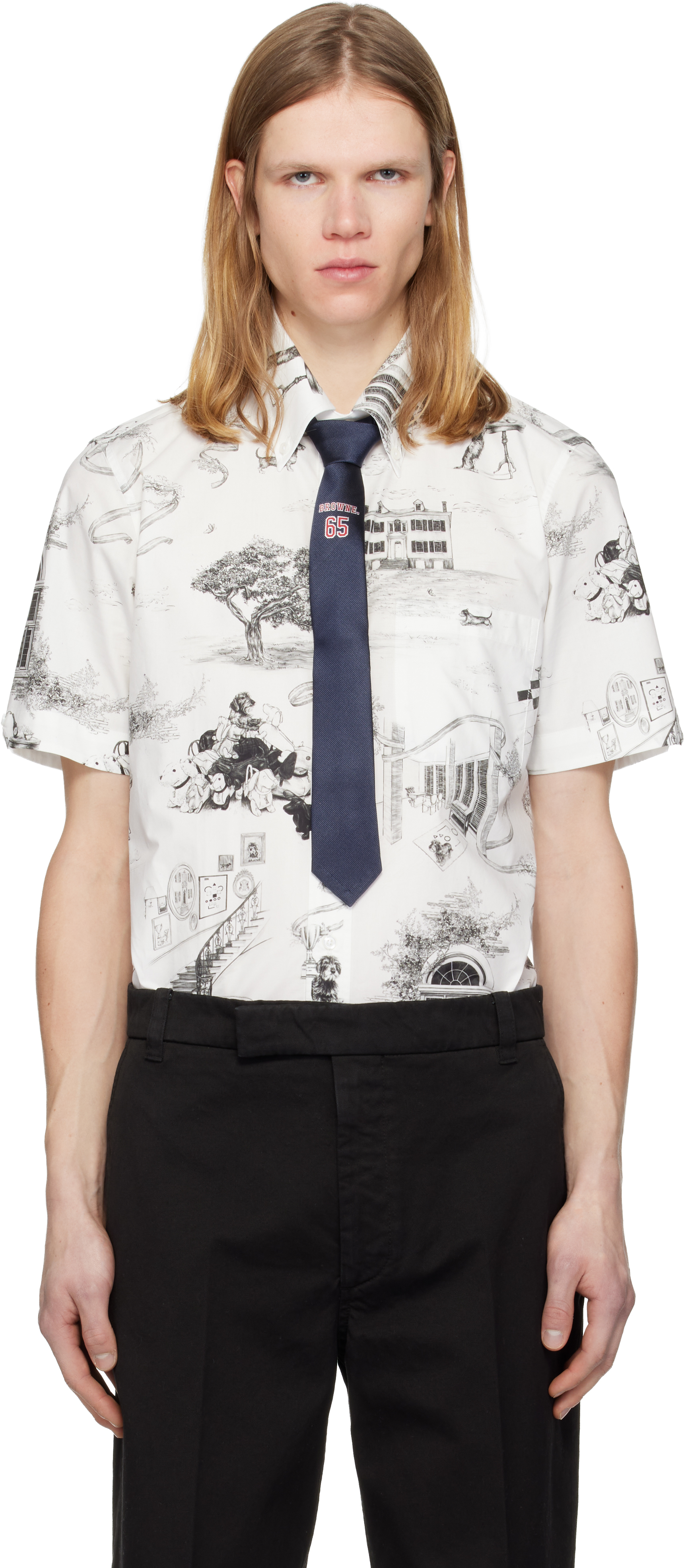 Thom Browneのオフホワイト Poplin Hector Toile 半袖シャツがセール中