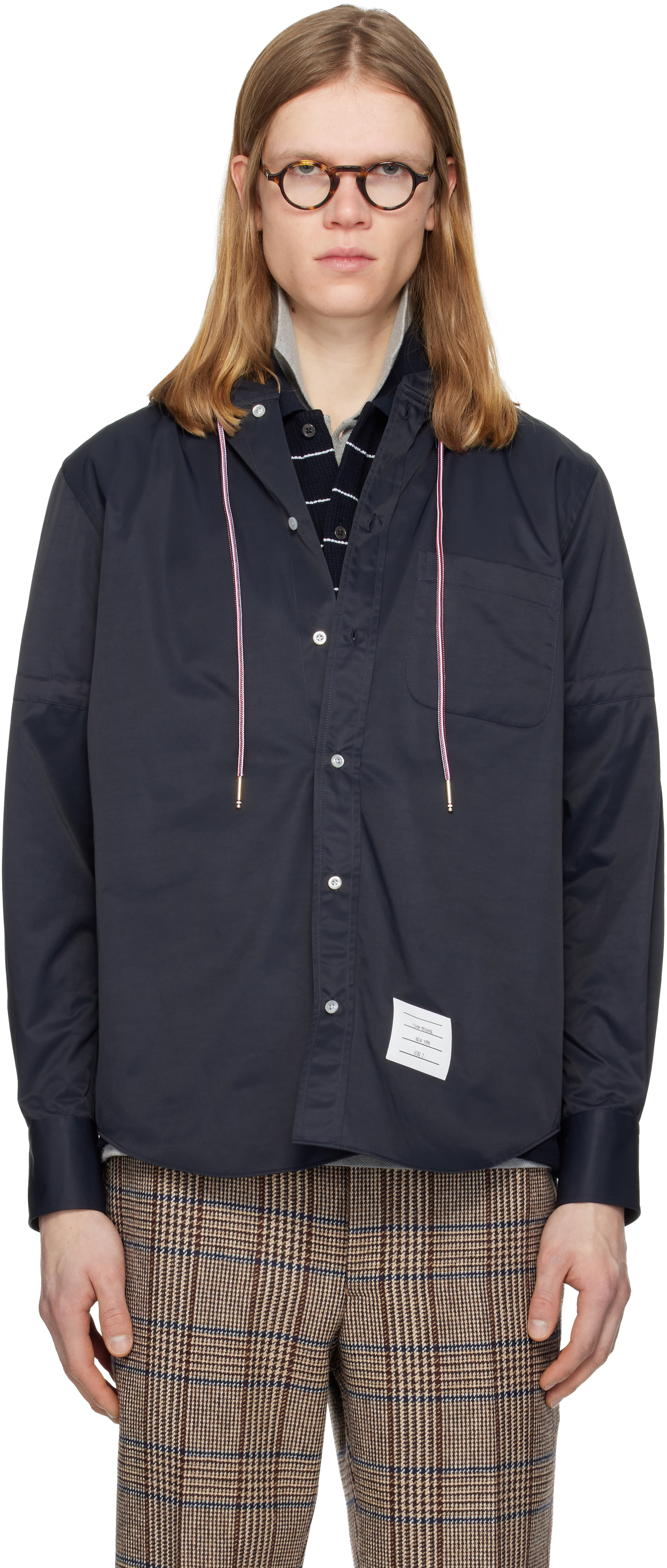 Navy Hooded Nylon Armband Shirt