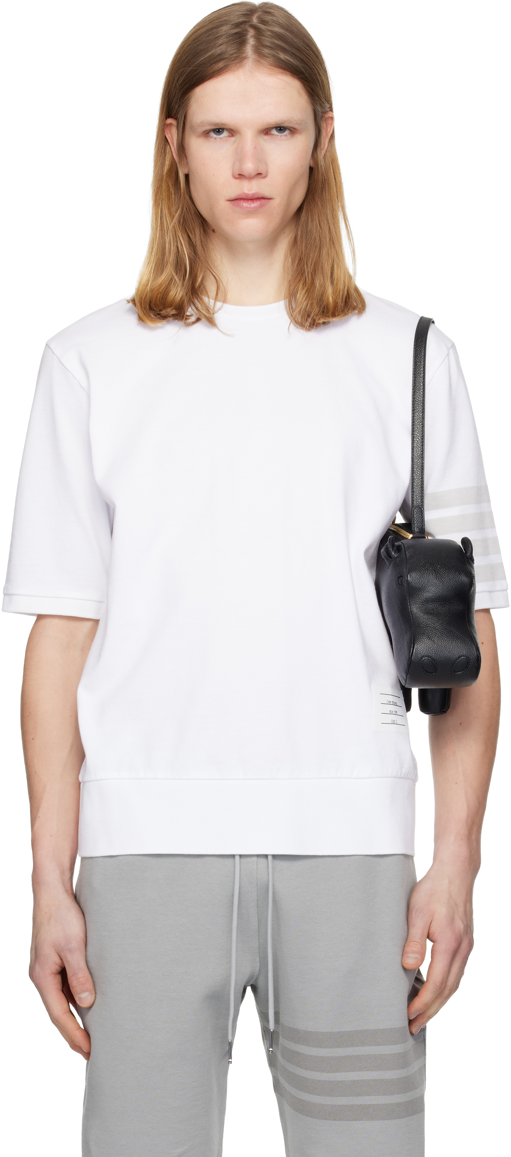Thom Browne: White Cotton Jersey 4-Bar T-shirt | SSENSE