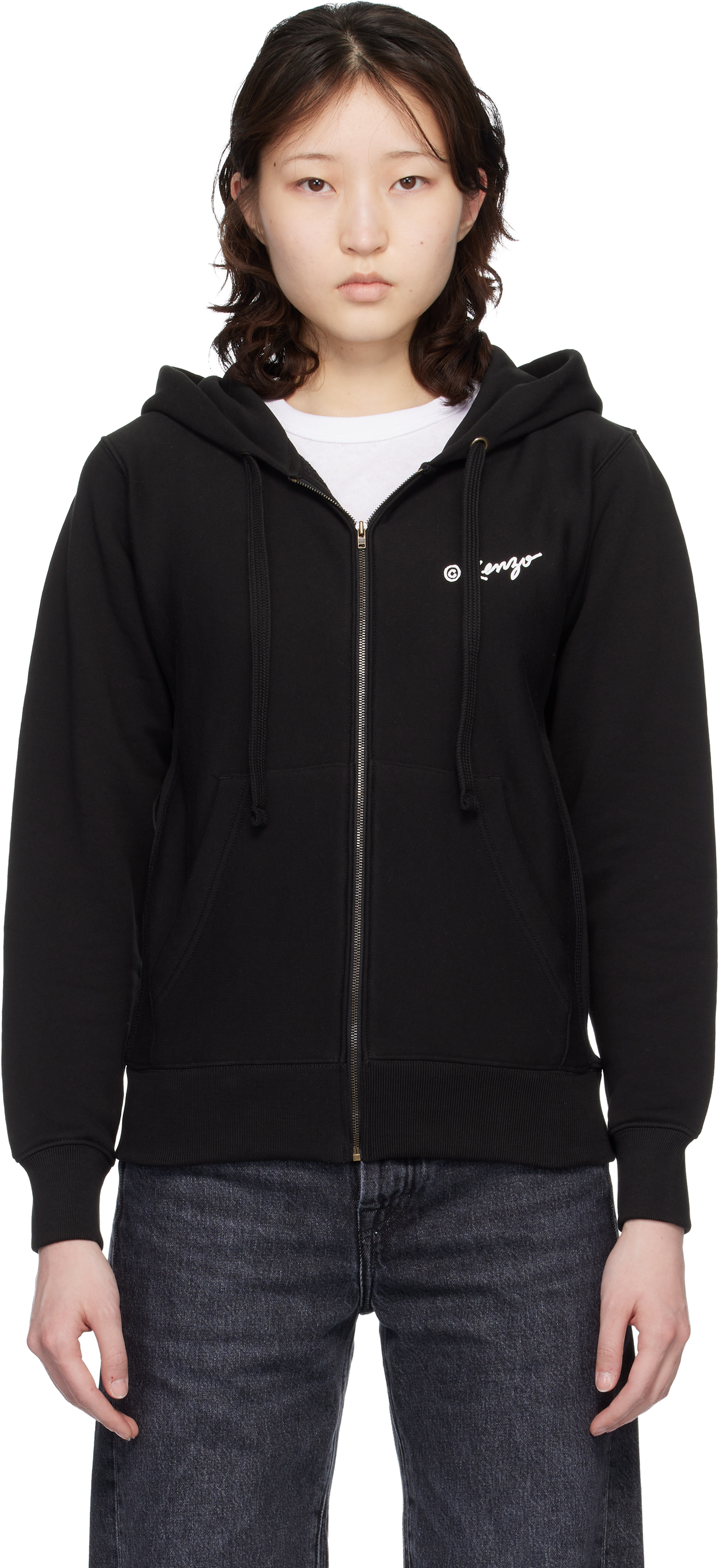 Kenzo: Black Kenzo Paris 'KENZO Wild Tiger' Zip Up Hoodie | SSENSE