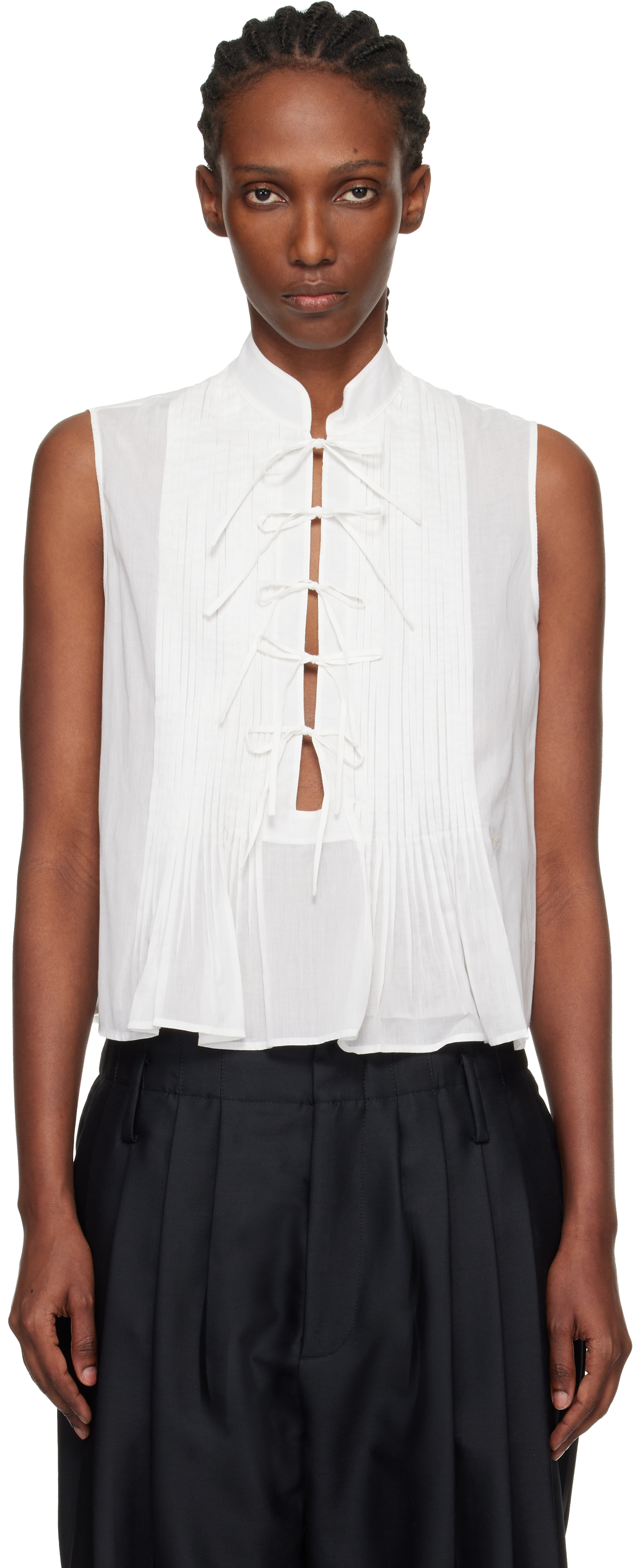 Kenzo Off-White Kenzo Paris Light Sleeveless Blouse