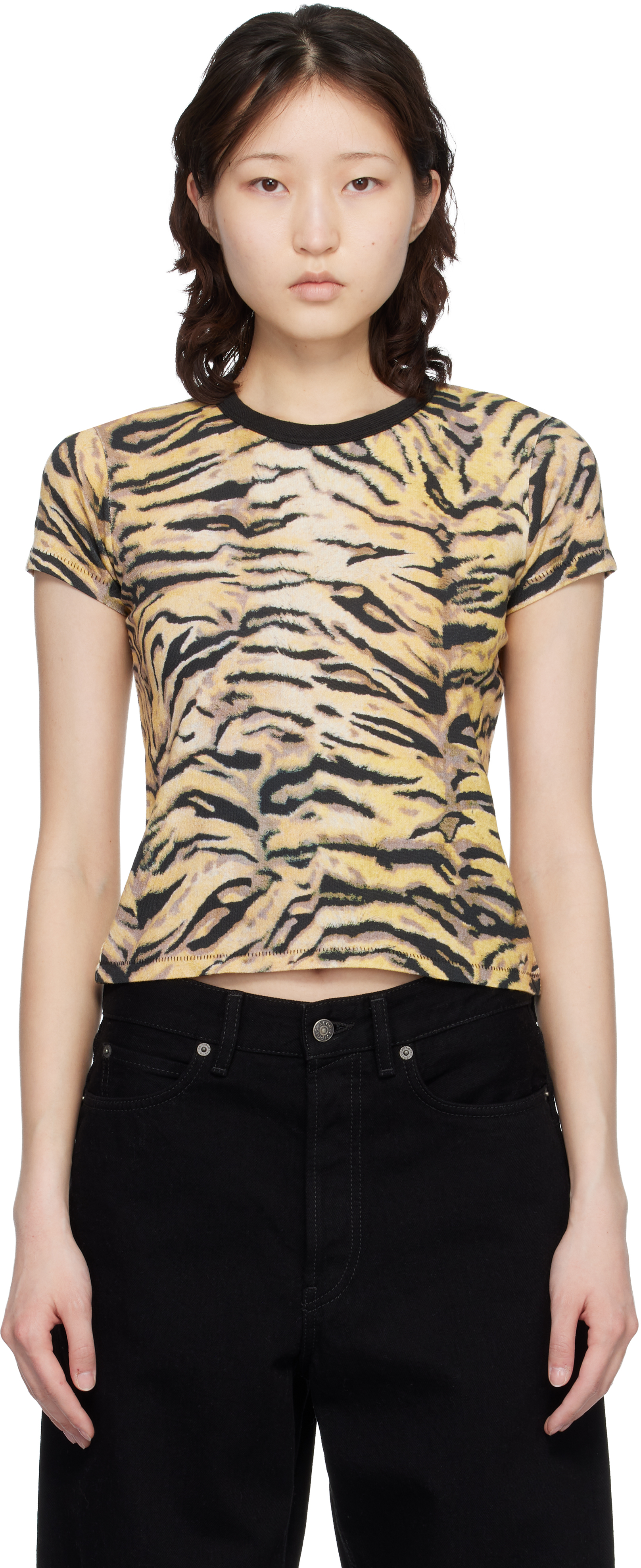 Kenzo: Yellow Kenzo Paris 'KENZO Tiger' T-shirt | SSENSE