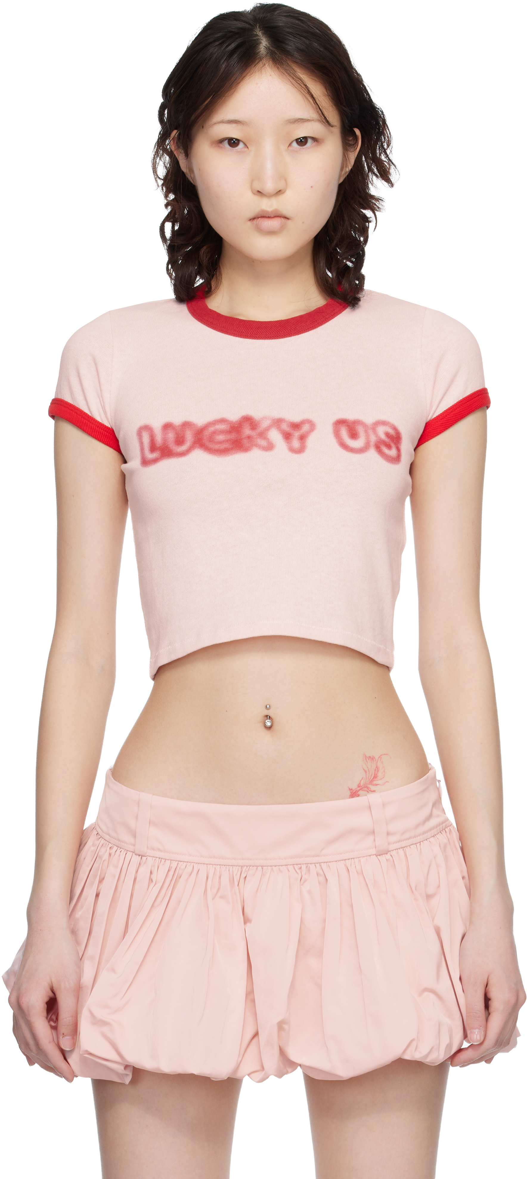 Pink Kenzo Paris 'KENZO Words' Cropped T-shirt by Kenzo on Sale