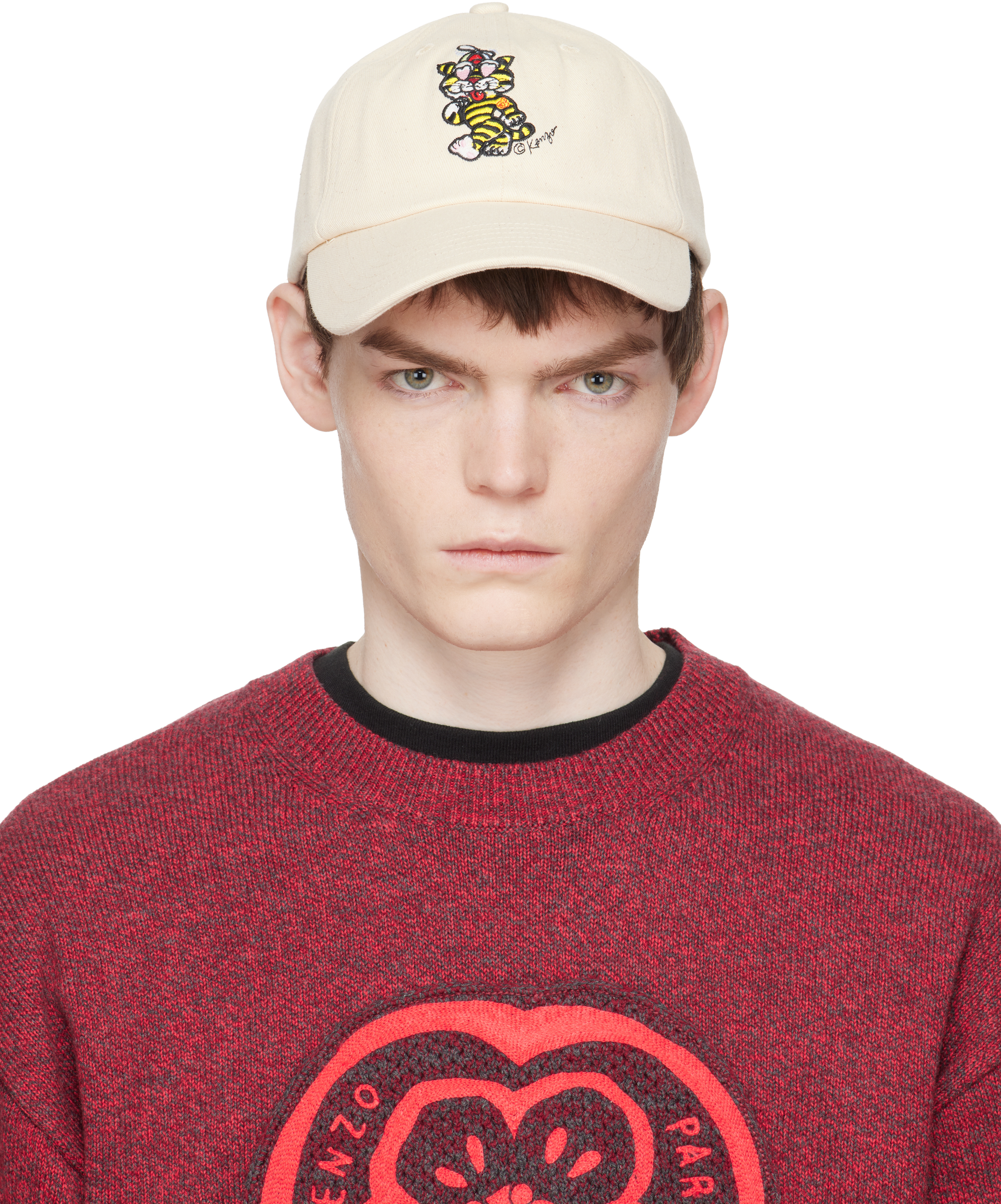 Kenzo: Off-White Kenzo Paris 'KENZO Cartoon' Embroidered Cap