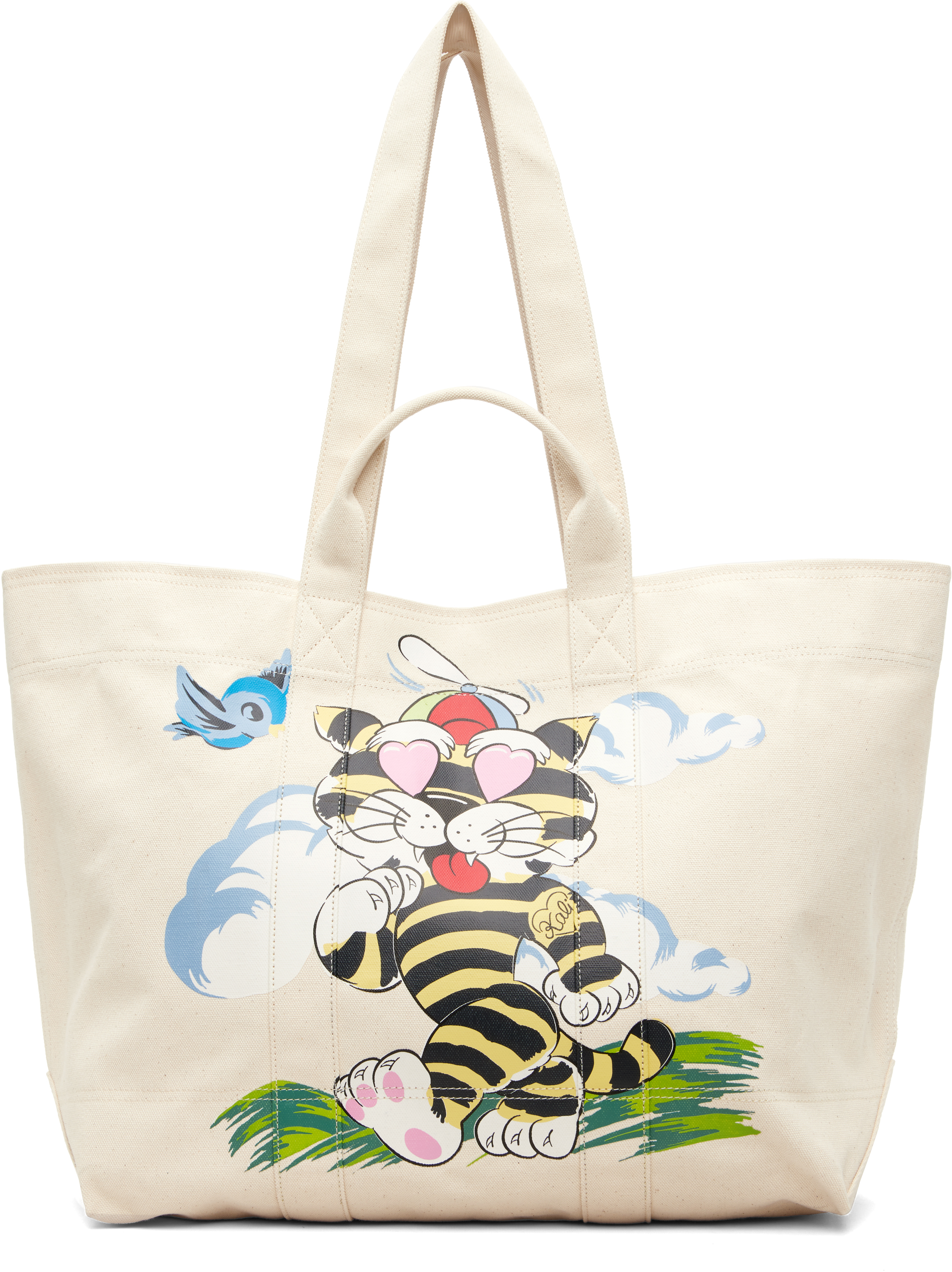 Kenzo Off-White Kenzo Paris 'KENZO Cartoon' Large Tote