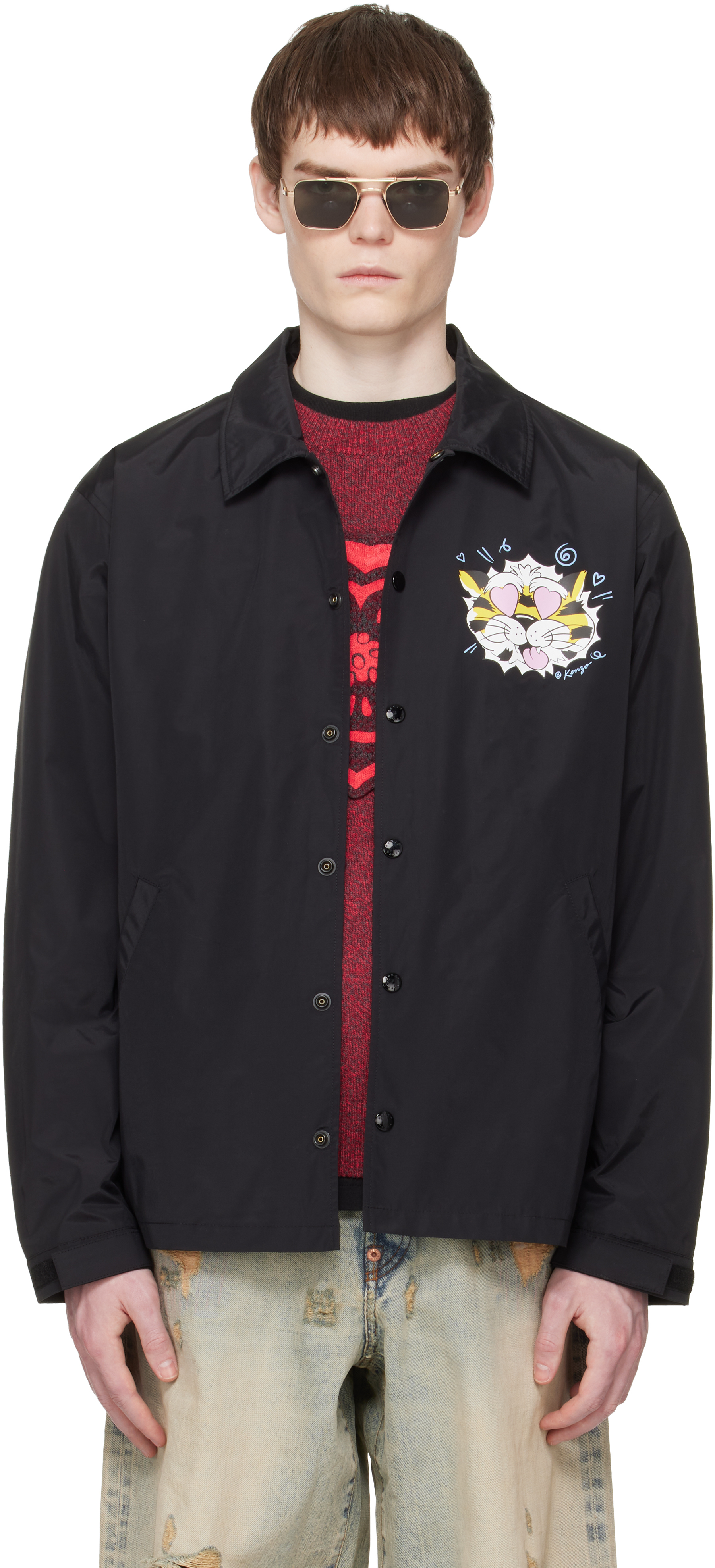 Kenzo Black Kenzo Paris 'KENZO Wild Tiger' Light Coach Jacket
