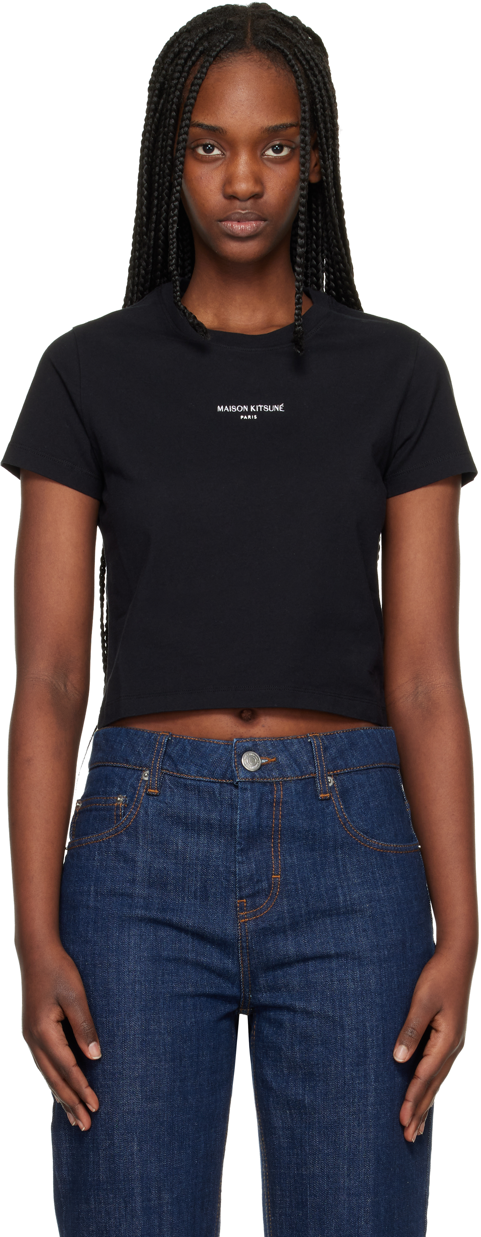 Black 'Maison Kitsuné Paris' Baby T-shirt by Maison Kitsuné on Sale