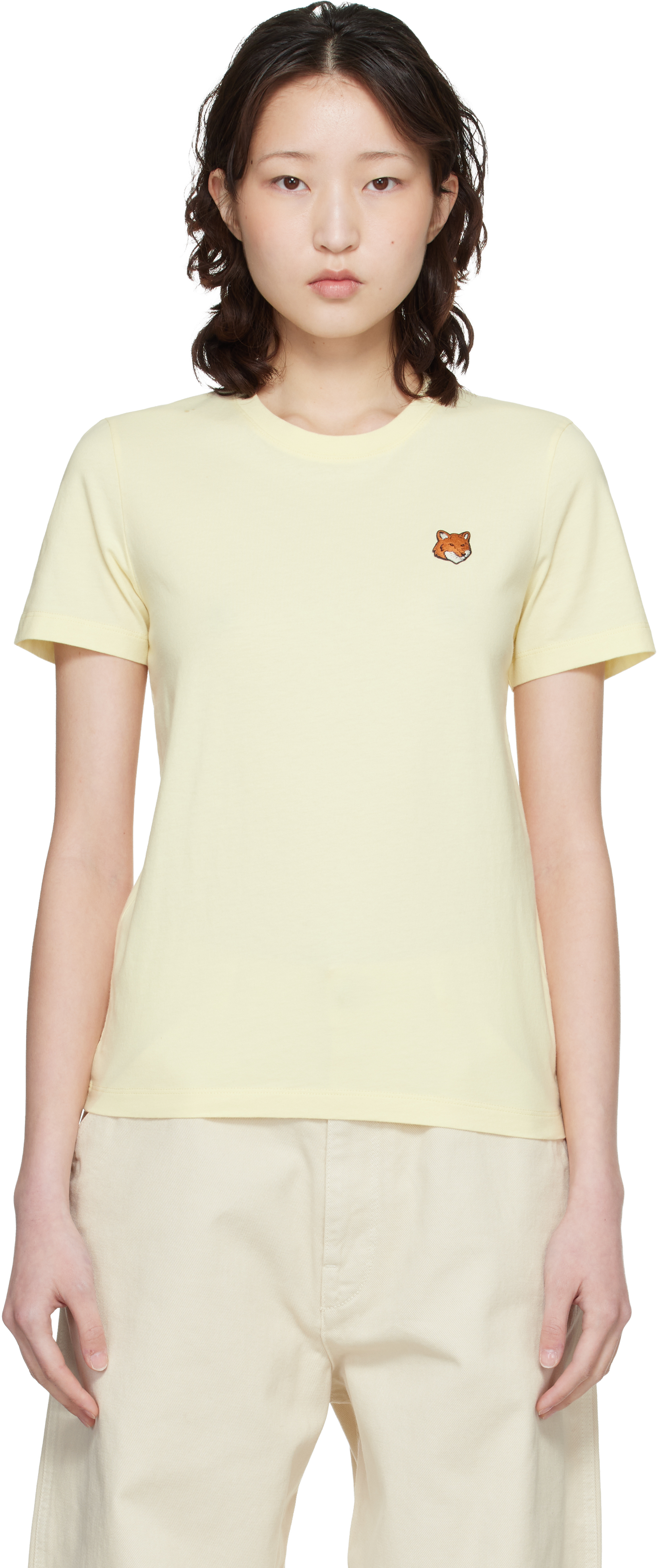 Maison Kitsuné: Yellow Fox Head Regular T-shirt | SSENSE Maison Kitsuné: Yellow Fox Head Regular T-shirt | SSENSE