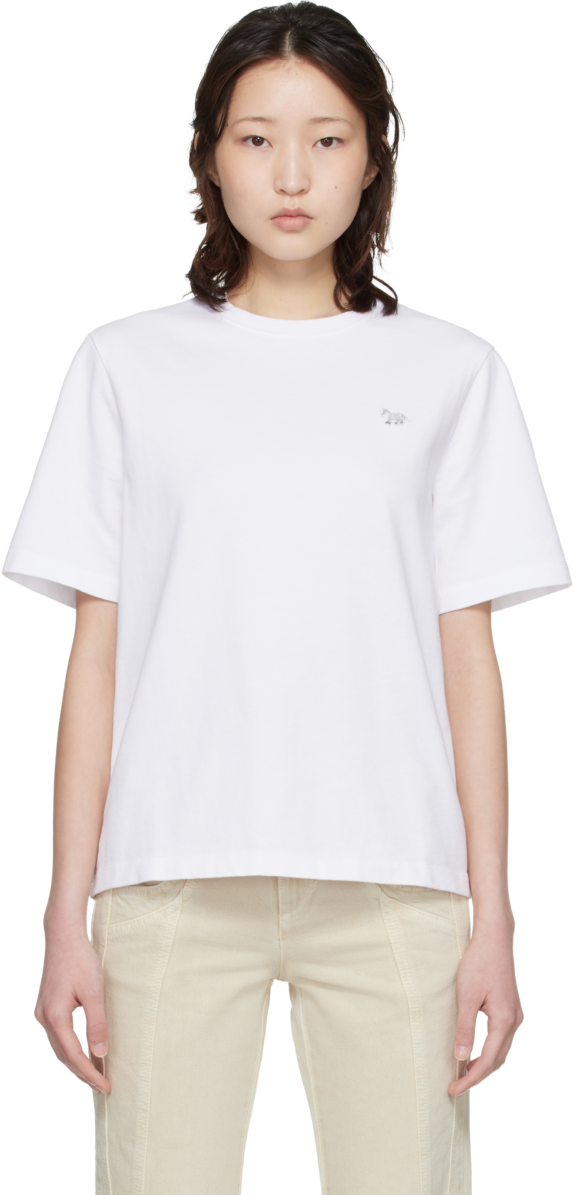 White Baby Fox Comfort T-shirt by Maison Kitsuné on Sale