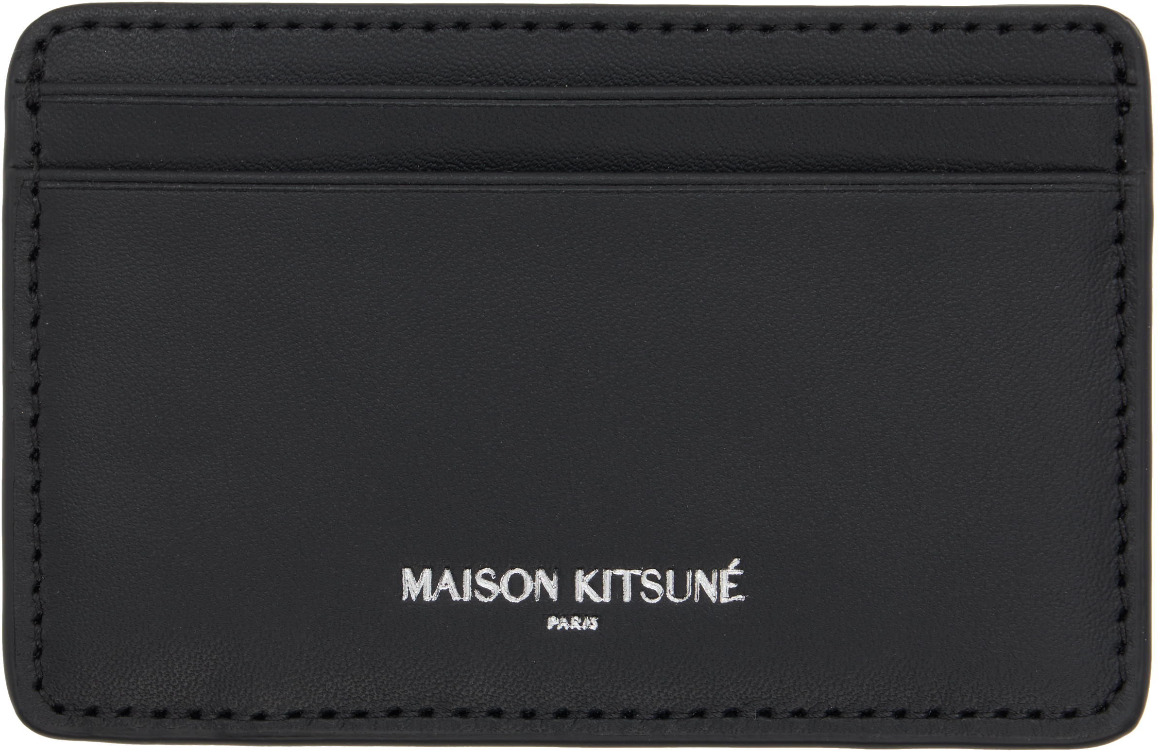 Black 'Maison Kitsuné Paris' Card Holder by Maison Kitsuné on Sale