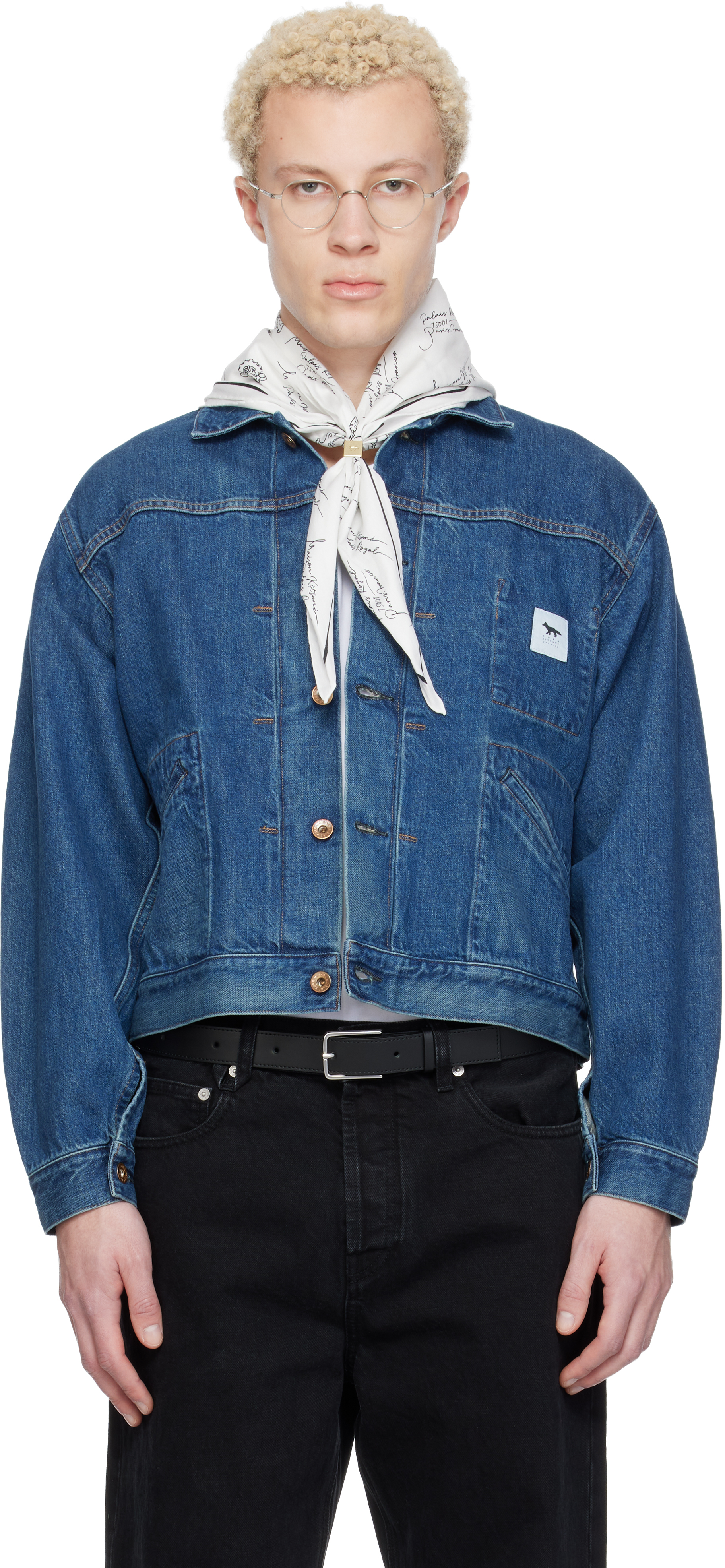 Maison Kitsuné: Blue KURO Edition Selvedge Voyage Denim Jacket