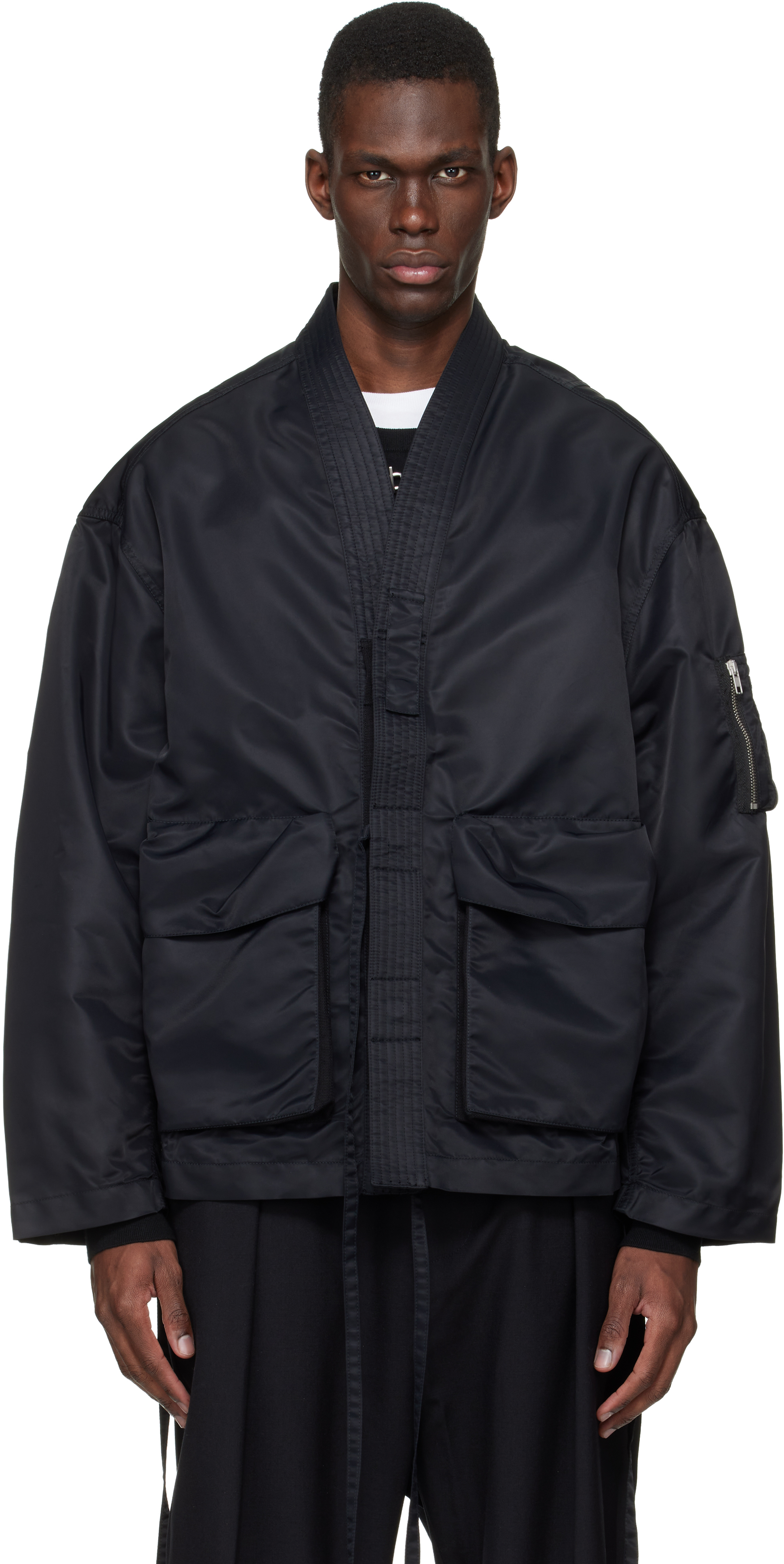 Black Kimono Field Jacket by Mordecai on Sale
